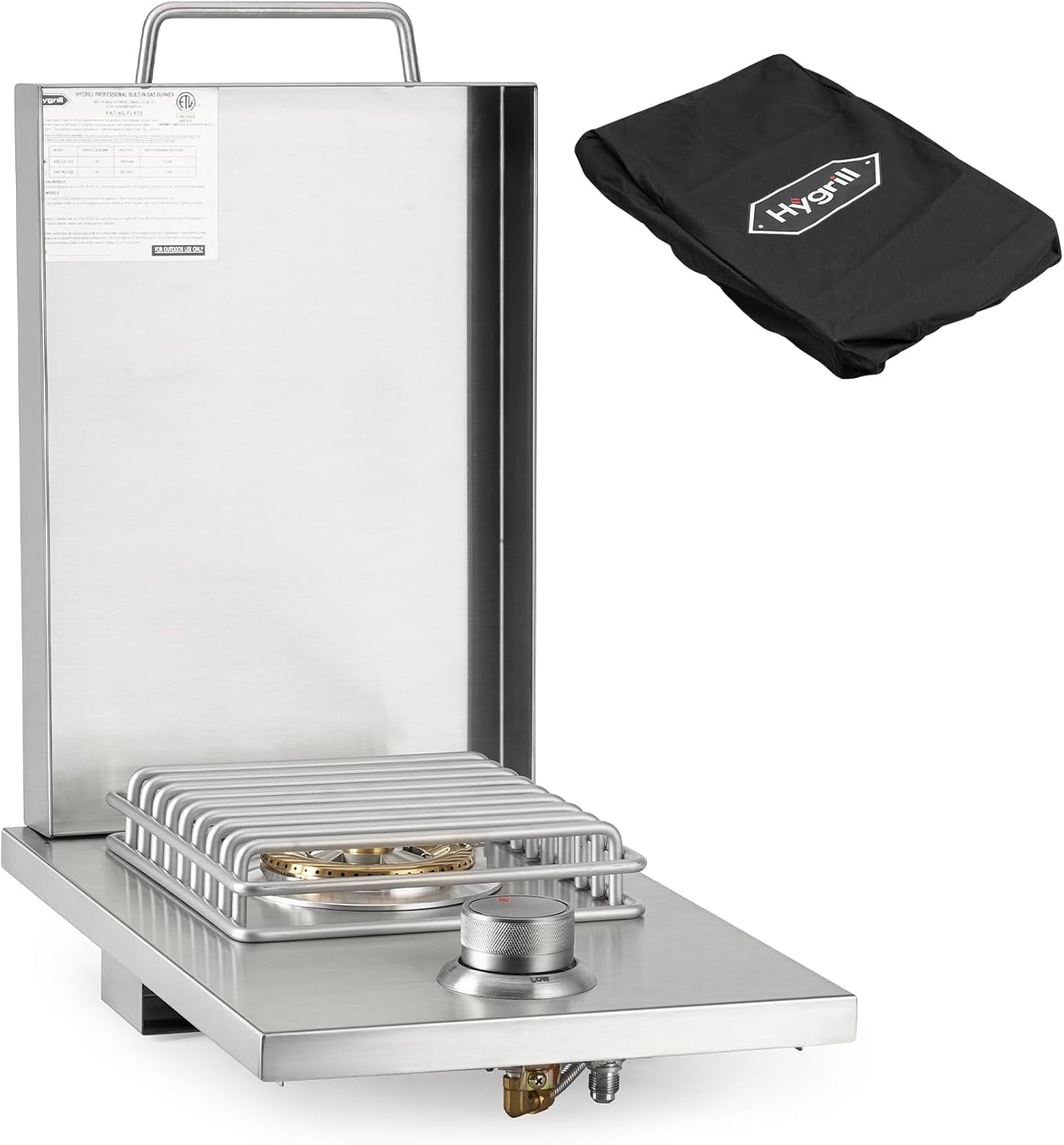 Hygrill Stainless Steel Built In Single Side Burner for Outdoor BBQ Island, Outdoor Kitchen, Liquid Propane, Gray