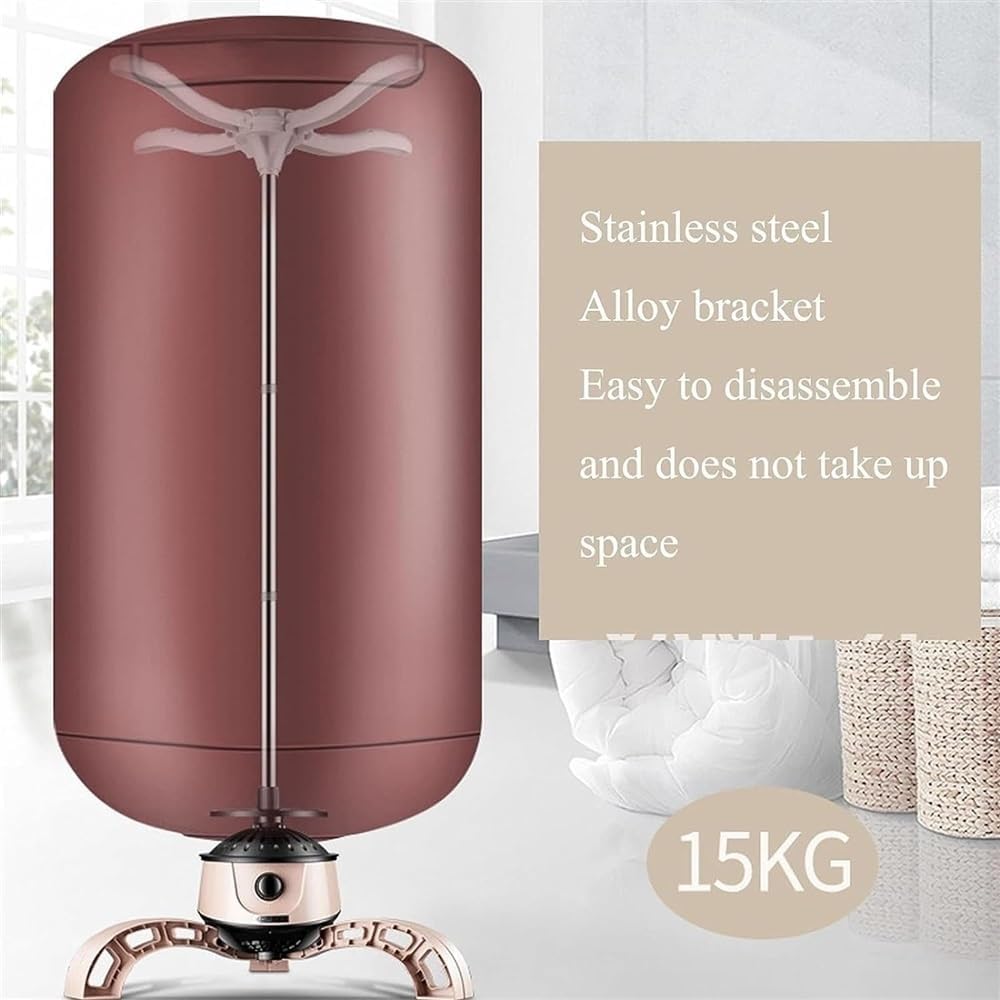 Stand Style Clothes Dryers Indoor, 220v/900w Folding Mini Drying Rack with Constant Temperature 65±5℃ Weight Capacity 15kg One-Button Rotation to Adjust Temperature 0-180° Temperature Range