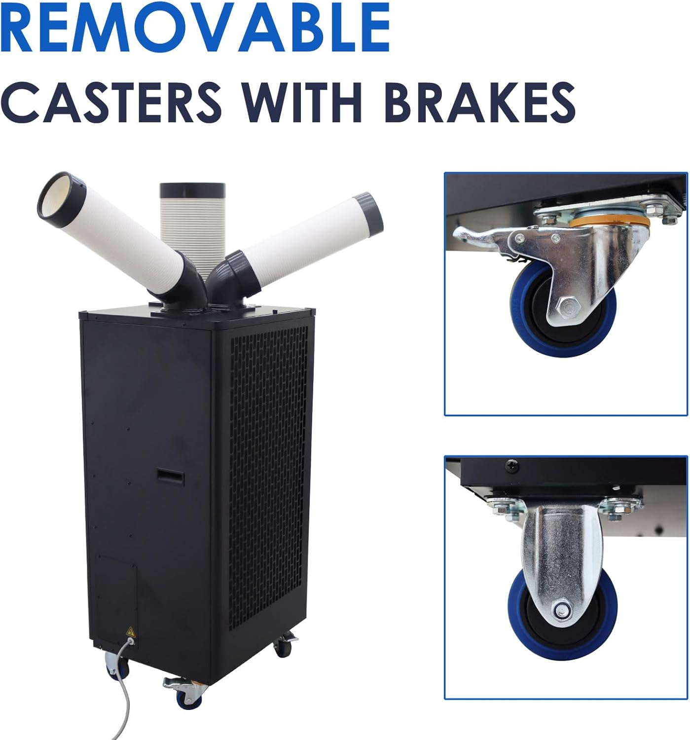 15,400 BTU Mobile Spot Cooler Double Columns Industrial Air Conditioners 780m³/h Portable Cooling Aircon for Outdoor/Indoor 220V 2100W