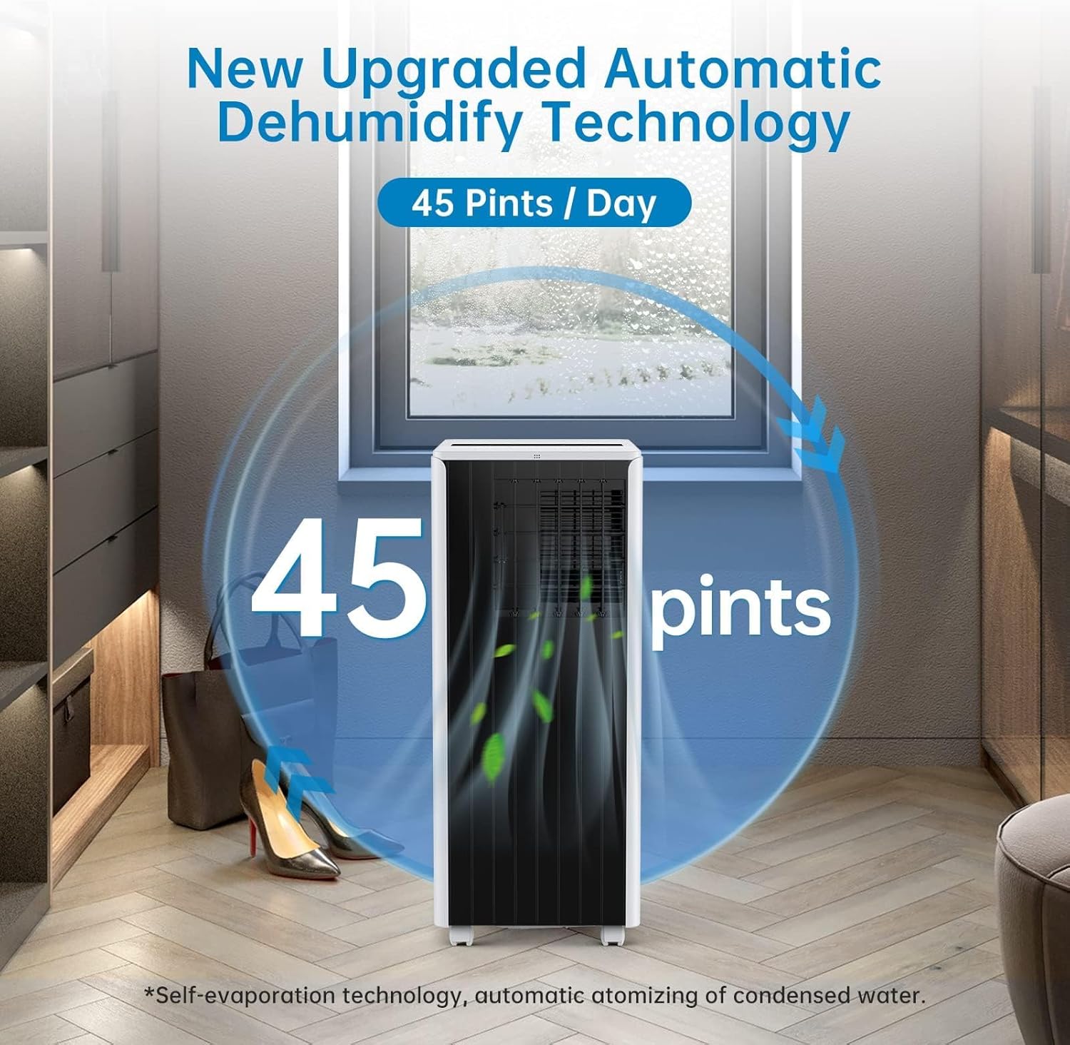 8,000 BTU Portable Air Conditioner, 3-in-1 Portable AC - Built-in Cool, Dehumidifier & Fan, Cools up to 350 Sq.Ft, Floor Quiet AC Units with Remote, 24H Timer, Caster Wheels for Home/Office, Gray