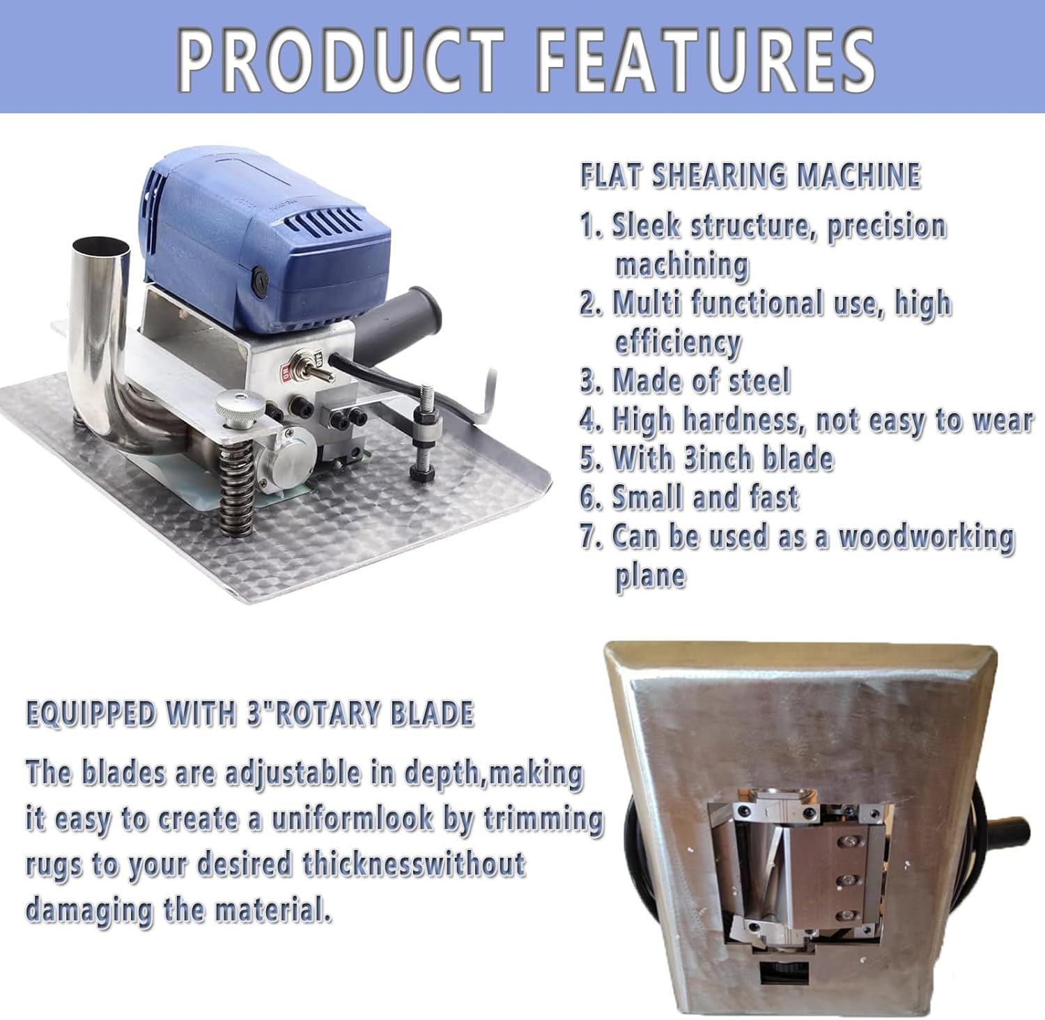 Carpet Trimmer Machine, 15000 RPM Adjustable Depth Flat Rug Shearer, Low Noise Vibration Clippers for Handmade & Tufted Rug Cleaning & Carving