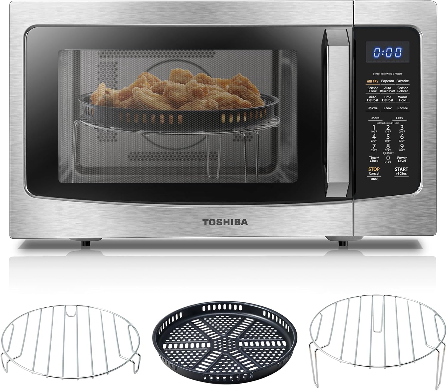 Toshiba Air Fryer Combo 4-in-1 Countertop Microwave Oven, Smart Sensor, Convection, Mute Function, Position Memory 13.6