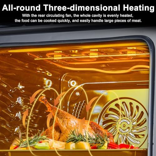 Single Wall Oven, 2.5 Cu.ft Smart Oven with Color LED Display Touch Control, 24