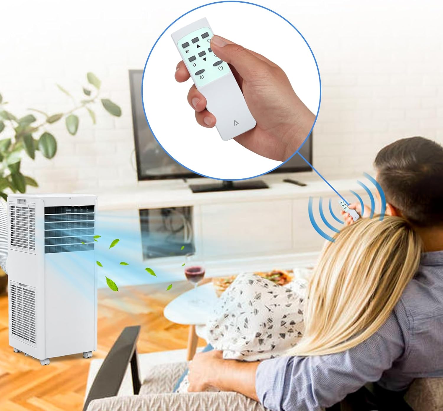 8000 BTU Air Conditioner for Rooms up to 450 sq.ft, 3-in-1 Floor AC Unit, Cool, Dehumidifier and Fan, Portable Air Conditioner with Remote Control, LED Display and Window Kit, White