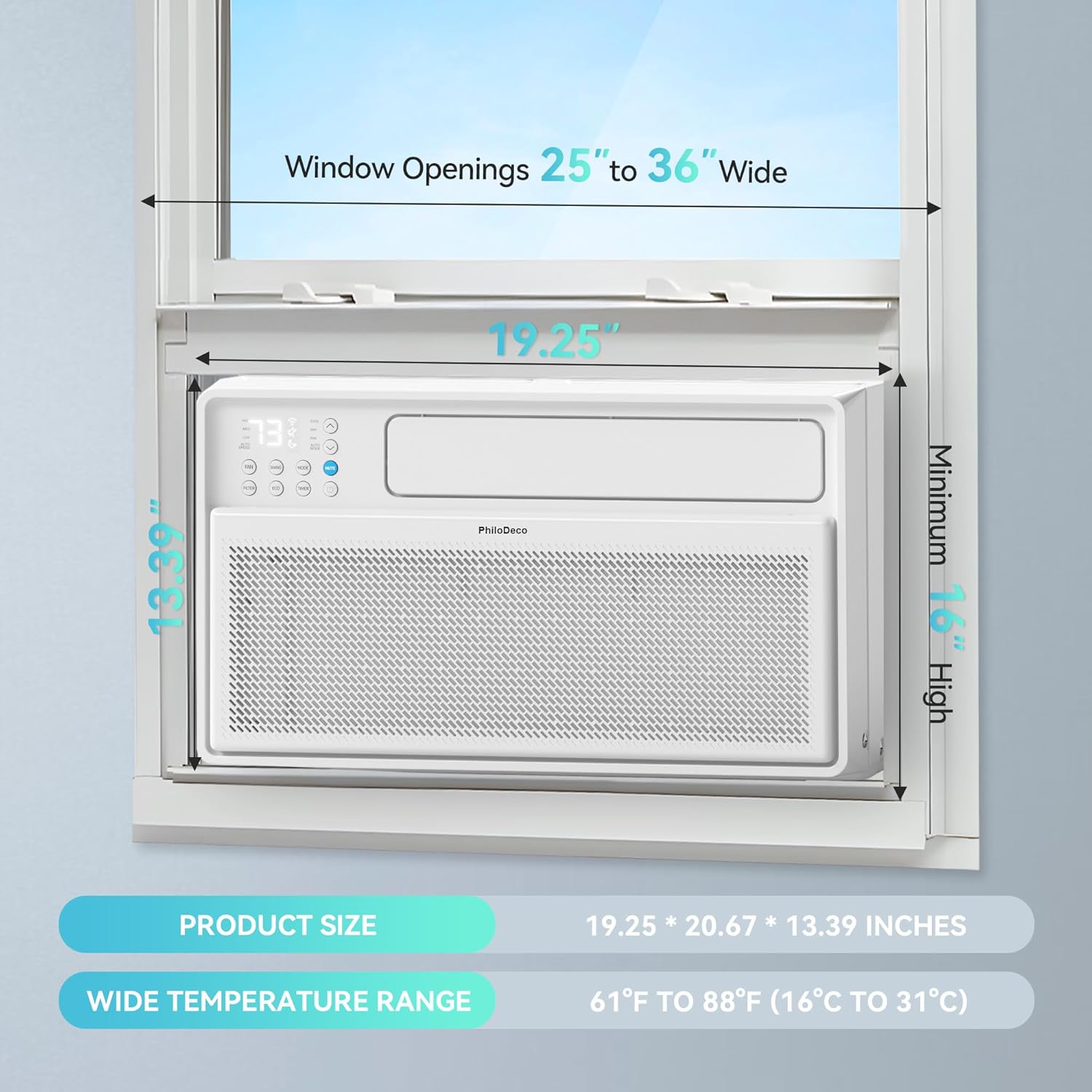 PhiloDeco Energy Star Window Air Conditioner,12000 BTU 520 sq ft. Air Conditioner Window unit with Wifi Inverter Ac, Remote Control, Ultra Quiet & Easy Installation, ECO/24 Timer/Auto Restart