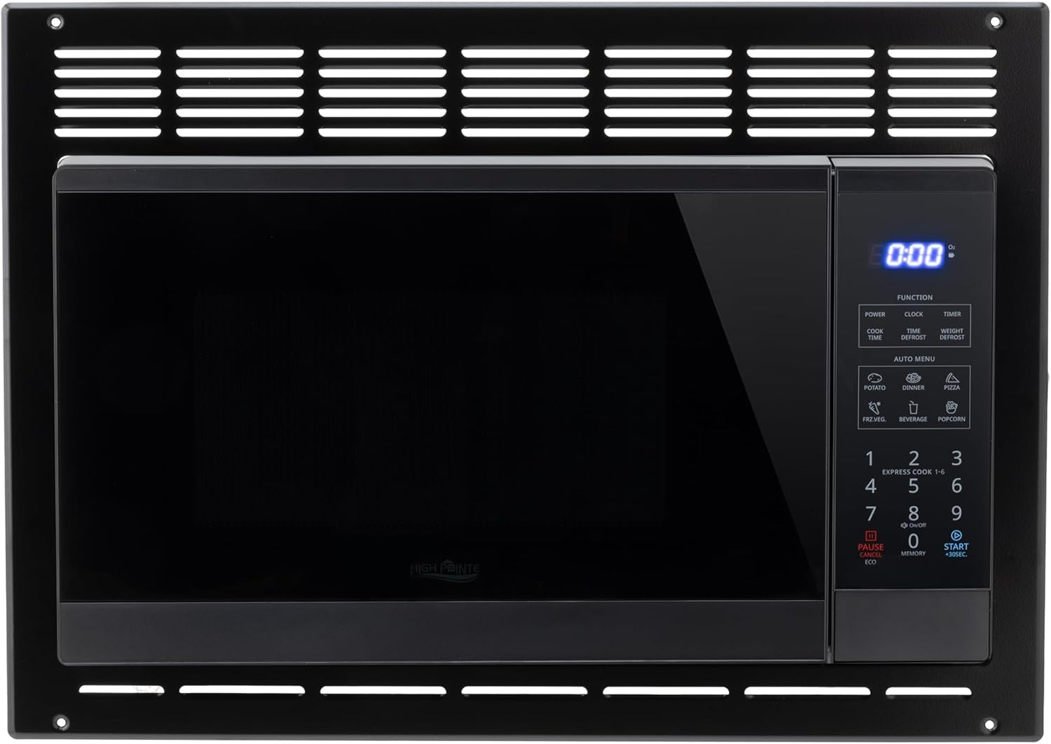 RecPro High Pointe Black Microwave | 0.9 Cu. Ft. | 6 Cook Modes | Child Lock | Touch Pad Controls | Mute Mode