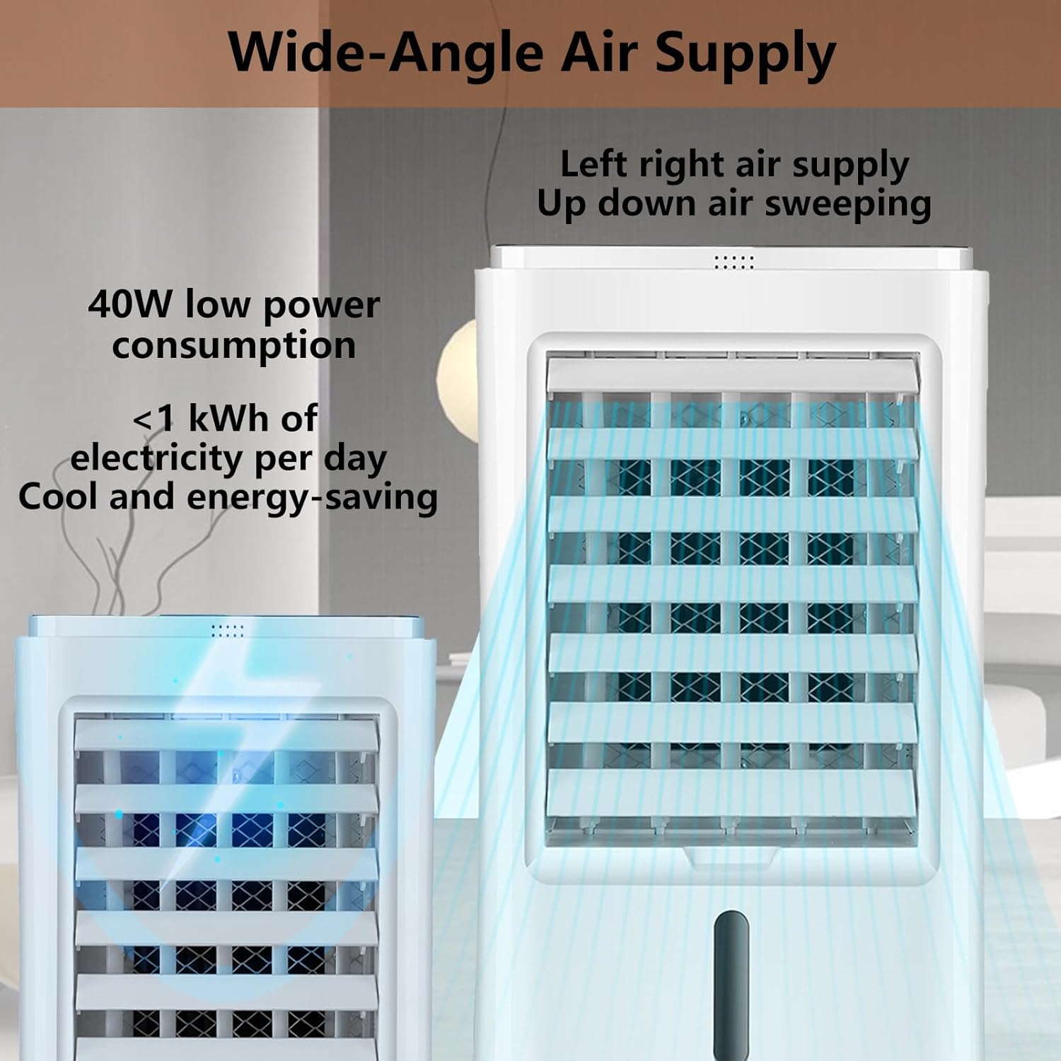 4-in-1 Portable Air Conditioners Personal Air Cooler Humidifier Cooling Fan Negative Ion Filter with Timer Remote Touch Screen Ac Unit Mini Fan 3-Speed and 4 Ice Packs 24VHomeCar