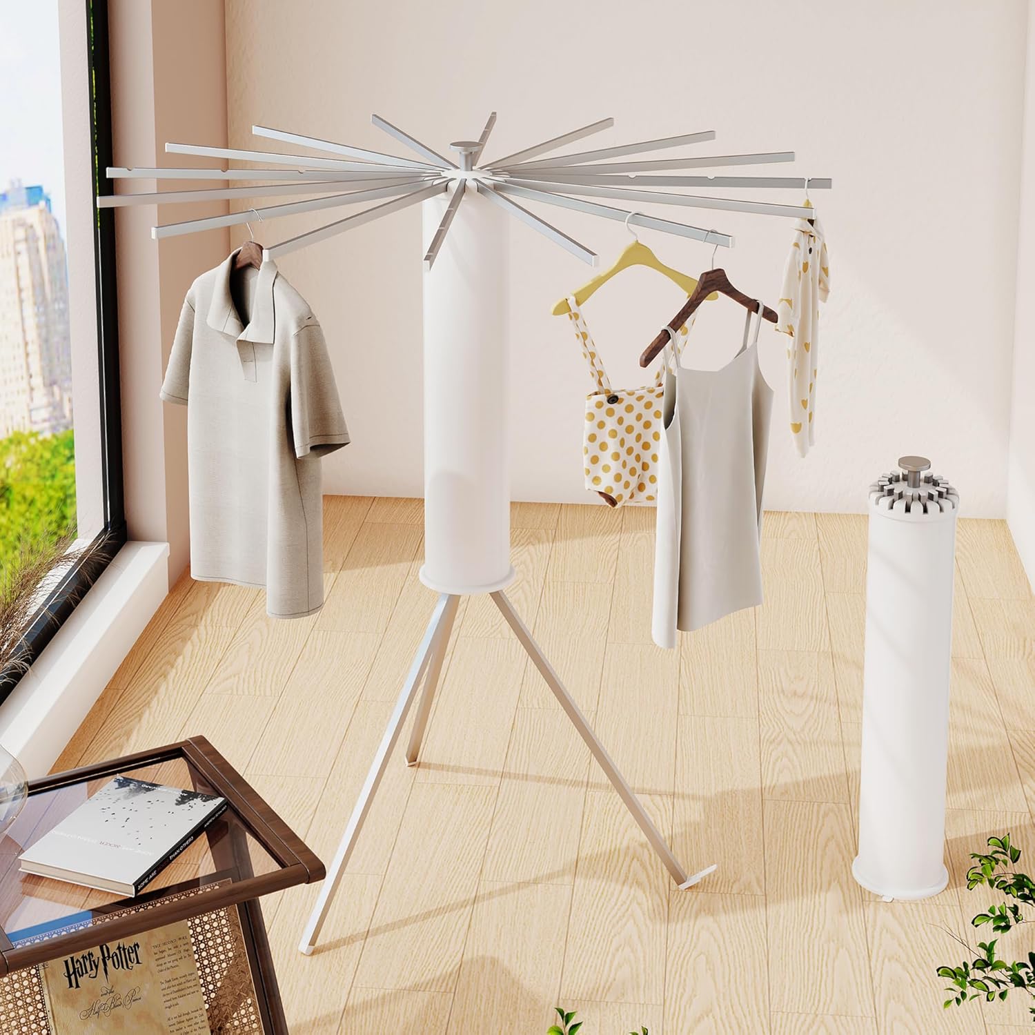 Tripod Clothes Drying Rack,Drying Rack Clothing Foldable,(16 Aluminium Poles),Standing Dry Racks,Laundry Drying Rack,Clothes Hanger Rack,Laundry Rack Folding,Collapsible,Retractable