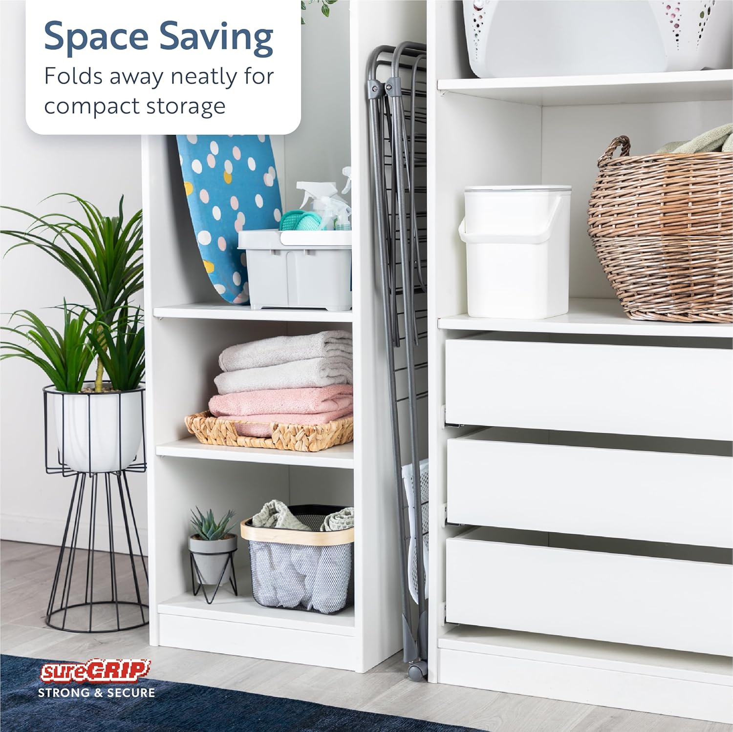 Minky Homecare Premium SureGrip Multidryer Indoor and Outdoor Clothes Drying Rack, Lightly Textured Non Slip Rungs, 82 Ft. of Drying Space, Gunmetal Gray