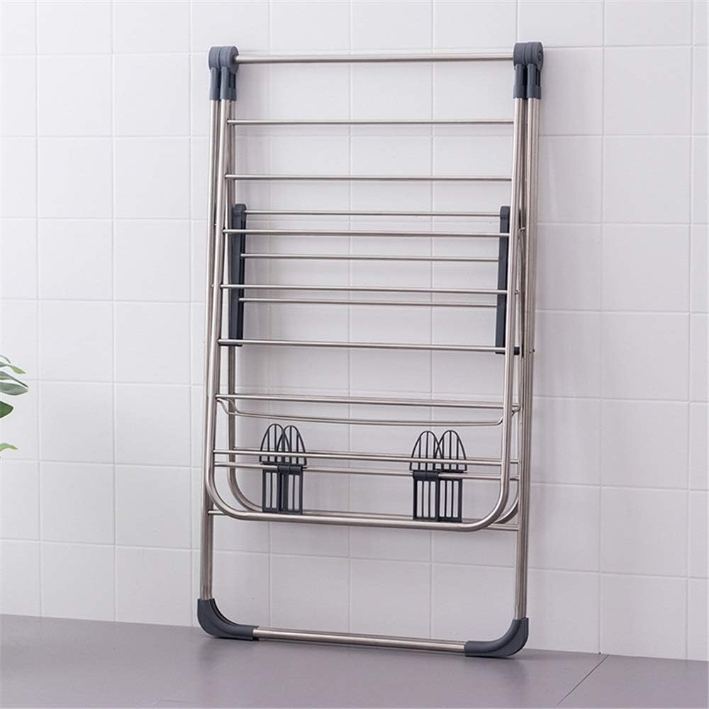 Clothes Airer 9.6 Metre Drying Space Multifunctional Air Dryer Stainless Steel Tubes Gray Winged Clothes Airer Folding Clothes Drying Rack Space Saving，Grey-166.5x60x95.5cm
