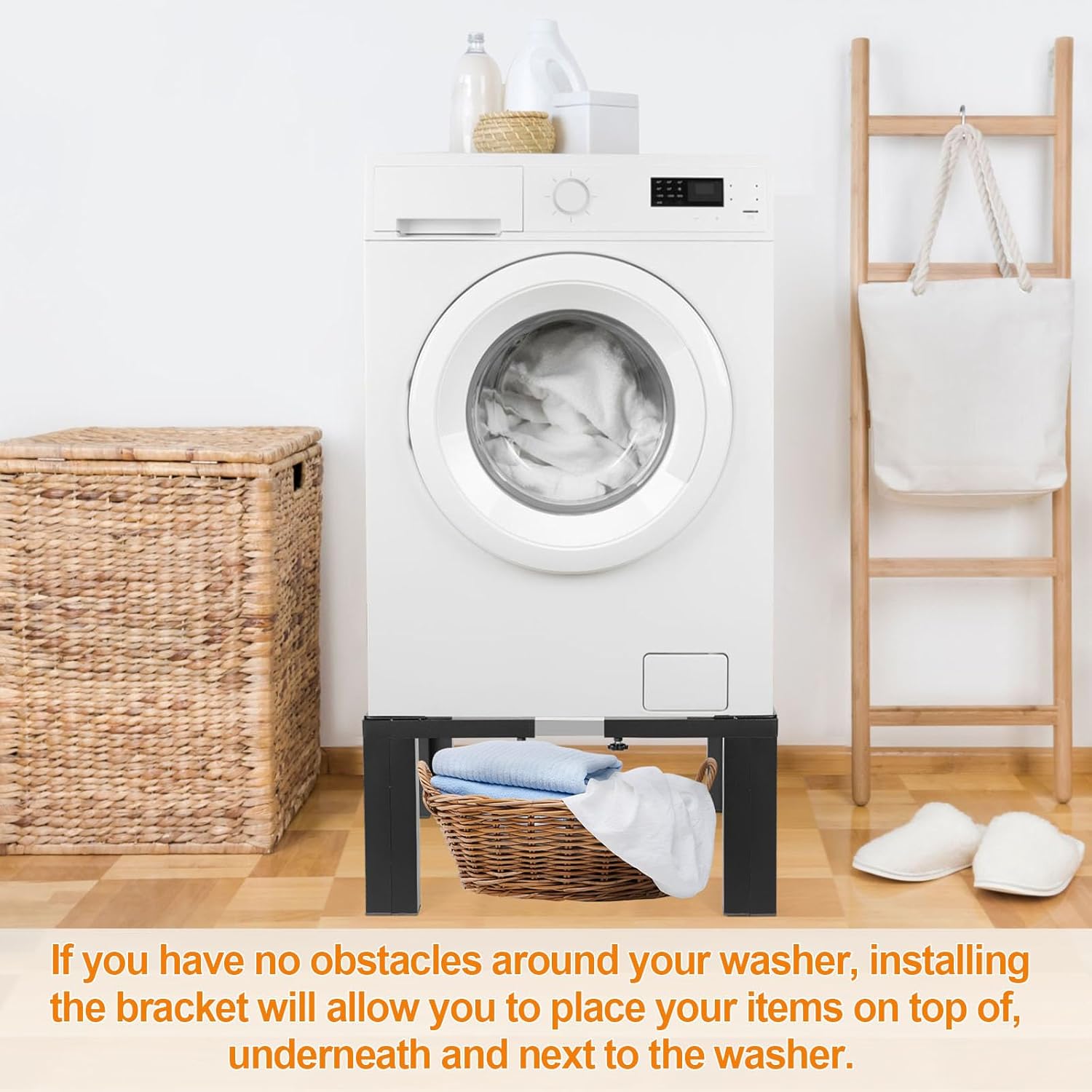 12 Inch Height All Steel Laundry Pedestal, 1000lbs Capacity，Sturdy Washer Dryer Pedestal with Anti Slip Mat, Adjustable Size for All Washer and Dryer, Refrigerator