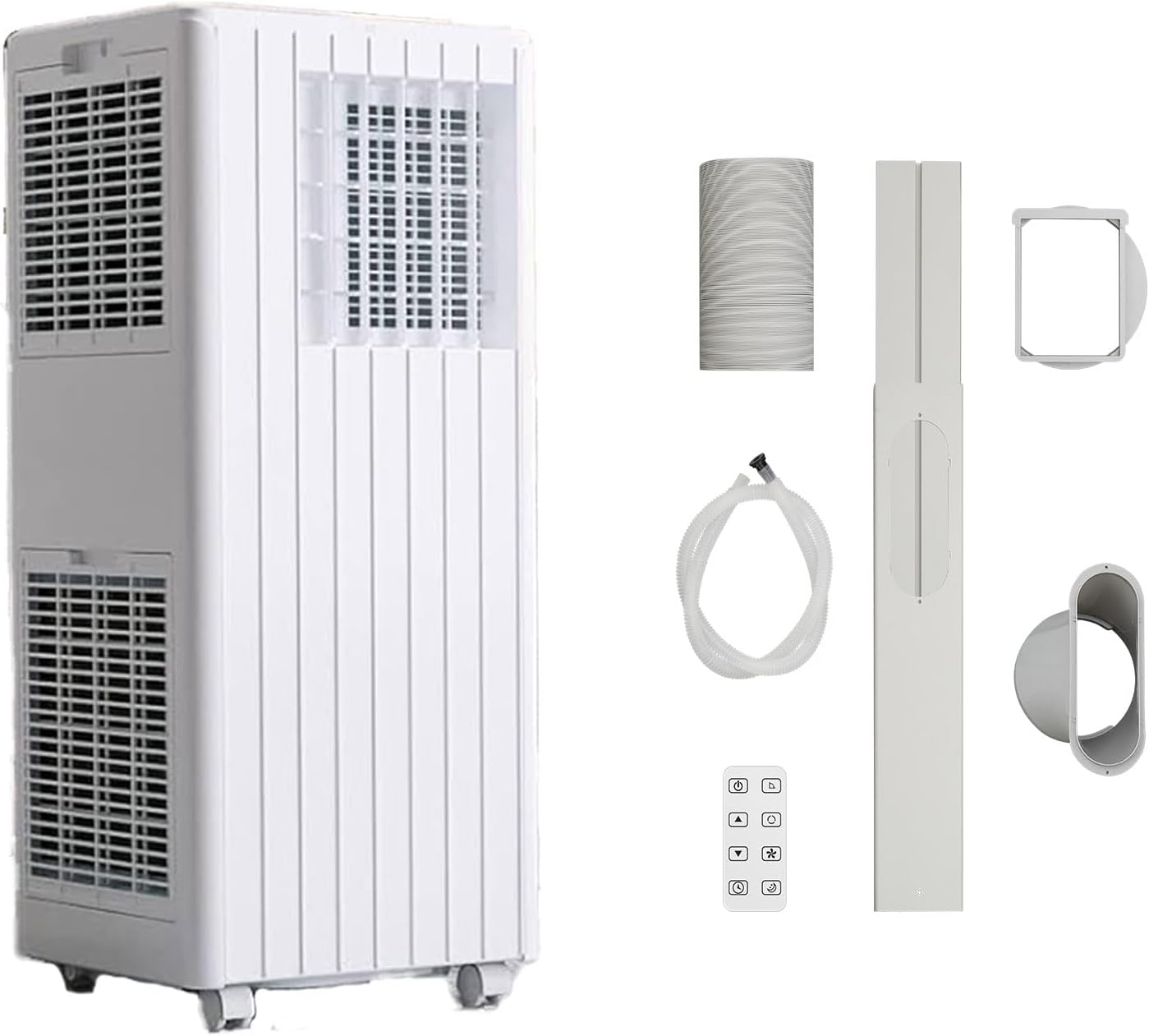 PioneerWorks Portable Air Conditioners 8000 BTU, Cools up to 350 Sq. Ft 3-in-1 Mobile AC for Room with Dehumidifier Fan Sleep Mode, 24H Timer, Remote Control, and Window Installation Kit Included
