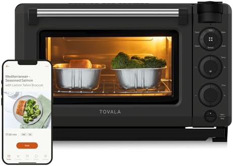 Tovala Smart Oven Pro, 6-in-1 Countertop Convection Oven - Steam, Toast, Air Fry, Bake, Broil, and Reheat - Smartphone Control Steam & Air Fryer Oven Combo