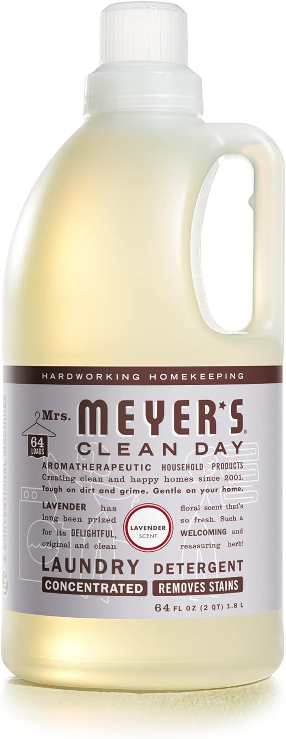 MRS. MEYER'S CLEAN DAY Liquid Laundry Detergent, Biodegradable Formula Infused with Essential Oils, Lavender, 64 oz (64 Loads)