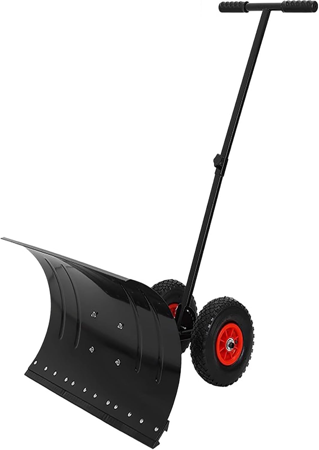 Wheeled Snow Shovel for Driveway - Snow Pusher with Single Rod, Heavy Duty Personal Snow Plow Shovel for Quick Driveway & Sidewalk Snow Removal(29x16.5in/74x42cm)