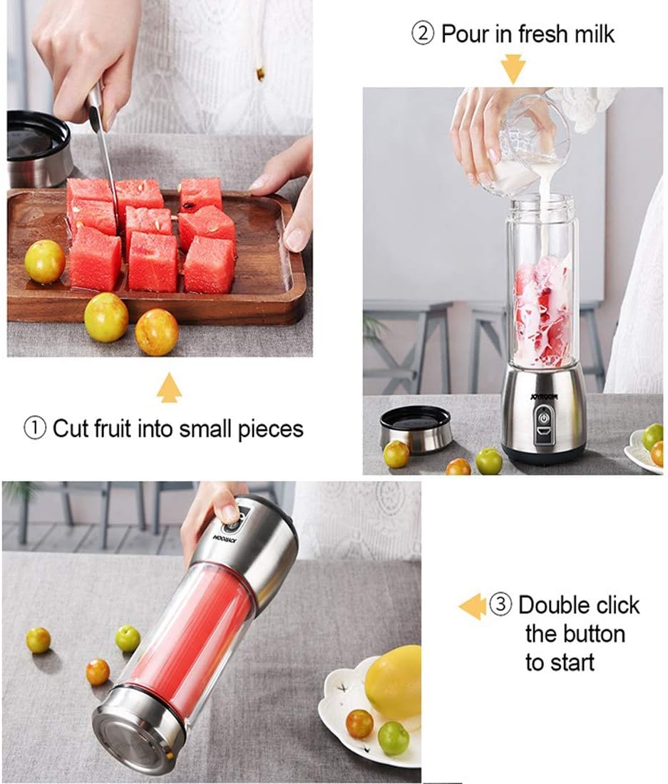 Portable Blender, Mini Blender Smoothie Maker with USB Rechargeable Electric Blender Professional Commercial for Vegetables and Fruit Smoothie Maker Blender Food Processor 4000Mah 380Ml