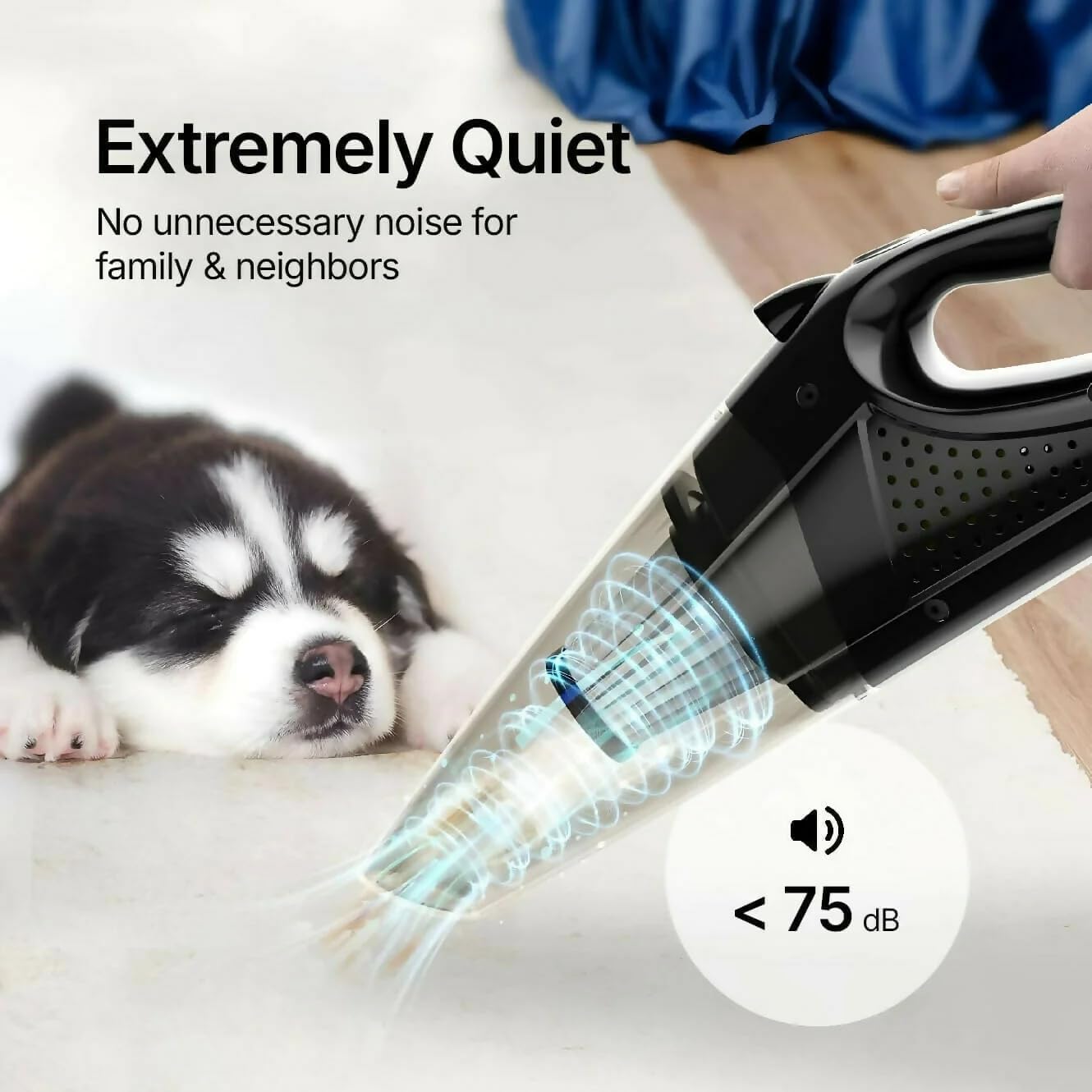 Handheld Vacuum, 33K RPM Motor & HEPA Filtration | Cordless 30min Run Time| Whisper-Quiet | 2X HEPA, Pet Tool, LED Light
