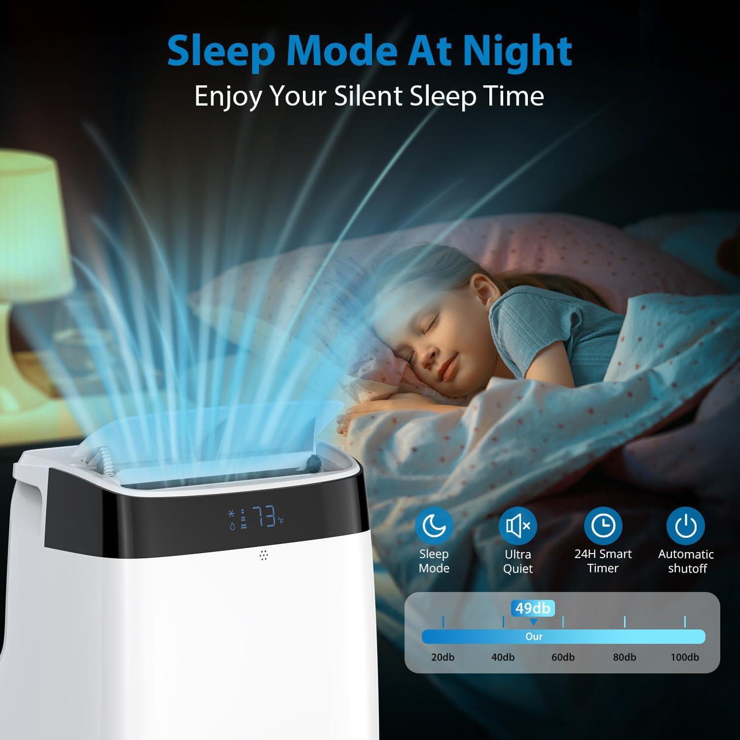 Portable Air Conditioner, 10,000BTU Air Conditioner Cools for Room up to 450 Sq. Ft, 3-in-1 Portable AC Unit Dehumidifier & Fan with Remote Control, Sleep Mode, 24H Timer for Bedroom Home Office