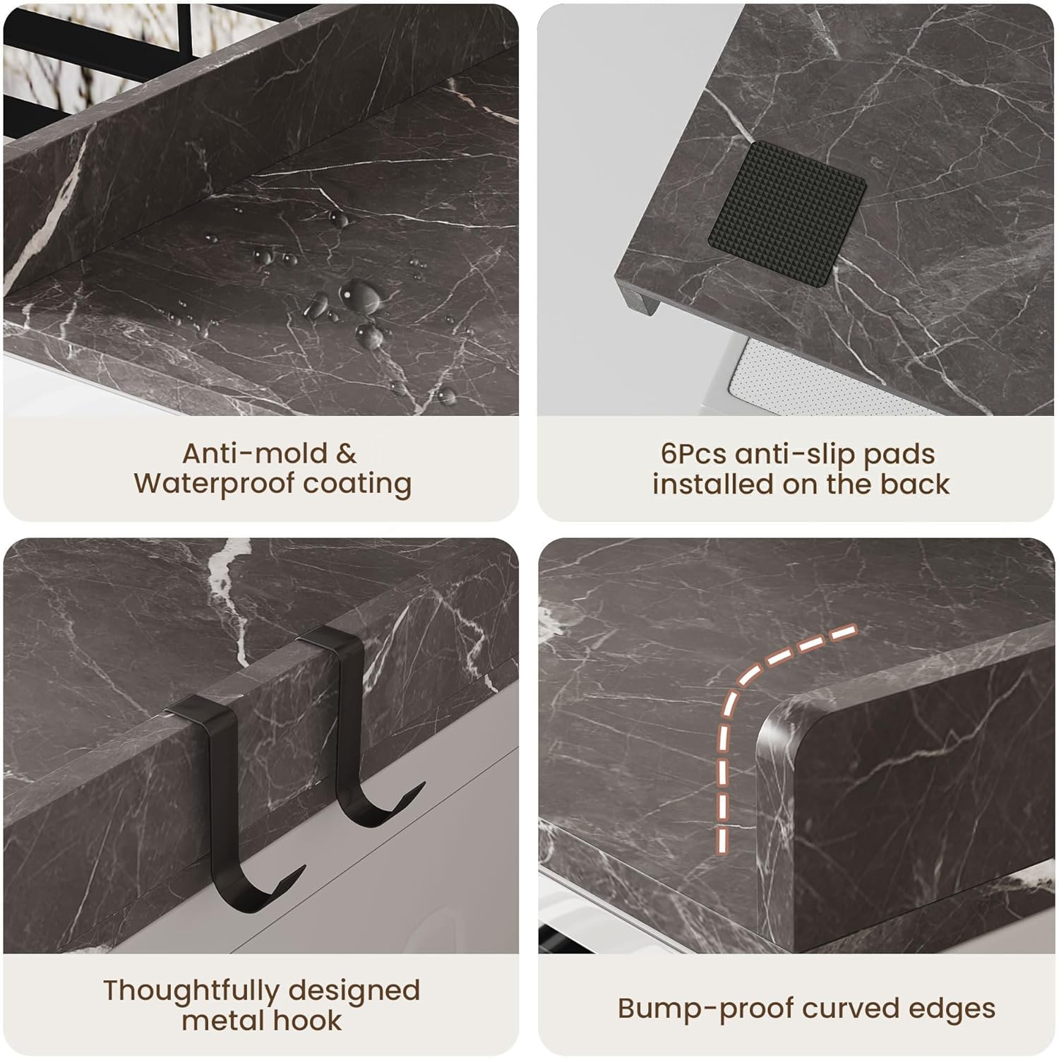 Washer Dryer Countertop – 54 x 27.6 Non-Slip Laundry Topper for Front-Load Washers & Dryers | Metal Hooks & Edge Rails | Includes 2 Storage Baskets for Organization