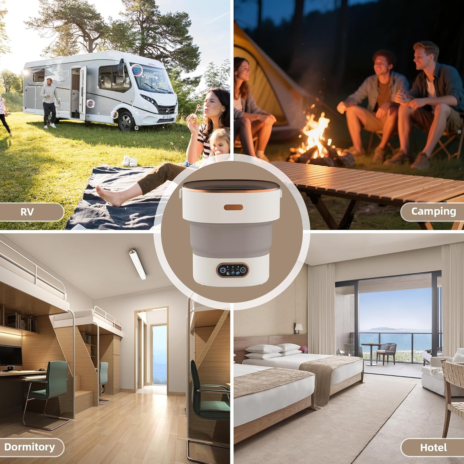 Portable Washing Machine Mini Washer with Spin Basket, 16L Large Capacity Foldable Laundry Machine for Underwear, Socks, Small Clothes, Perfect for Travel, Apartment, RV, Camping, Hotel