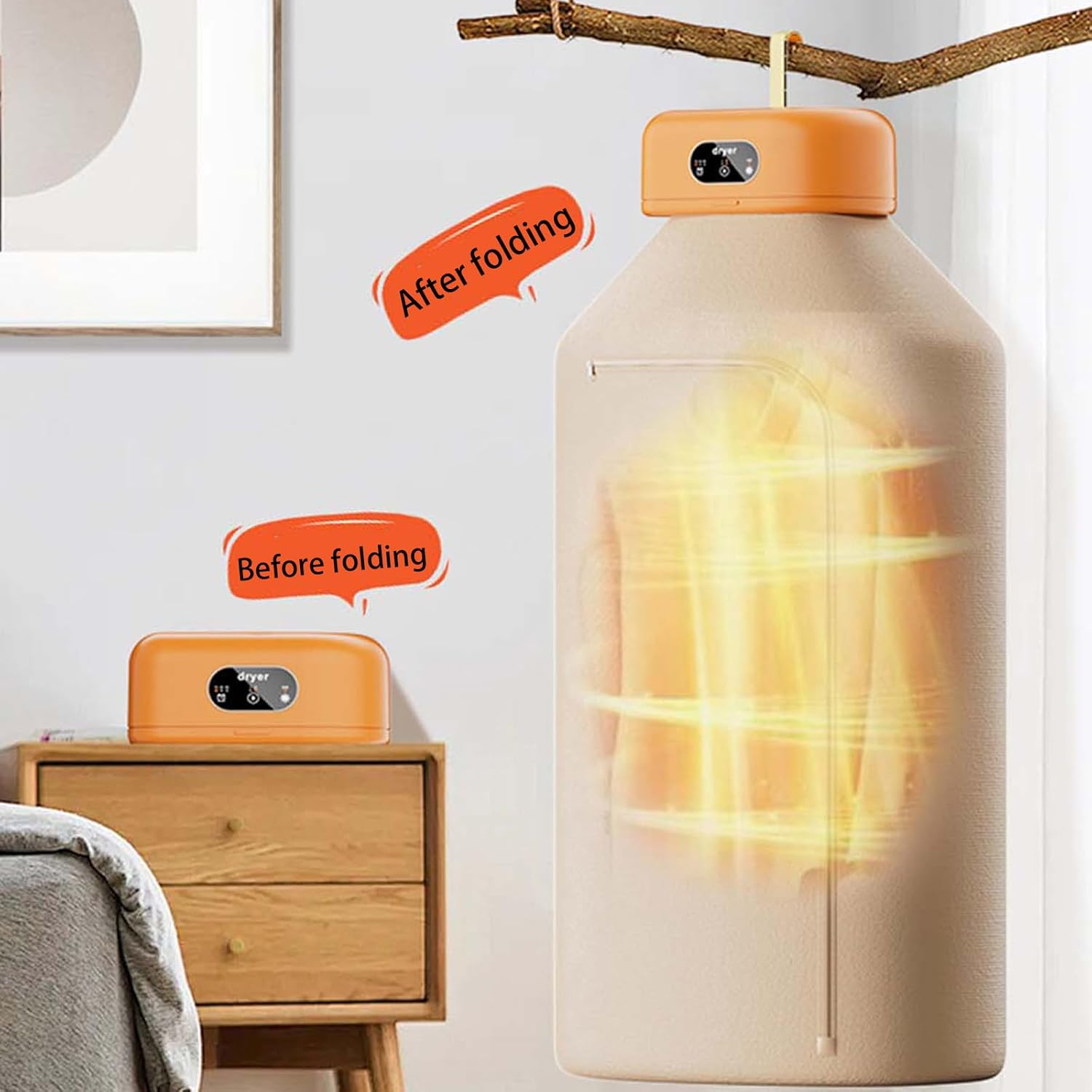 Portable Clothes Dryer Foldable 110V Electric,Fast Drying for Apartments, RV,Camping,Large Capacity 10 Items,Compact Space-Saving Design,Dual Modes & Auto Shutoff