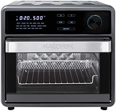 Kalorik MAXX® Touch 16 Quart Air Fryer Oven, 9-in-1 Air Fryer Toaster Oven Combo, 21 presets, 500°F, 5 Accessories, Recipe Book, 1600W, Black Stainless Steel, AFO 47804 BK
