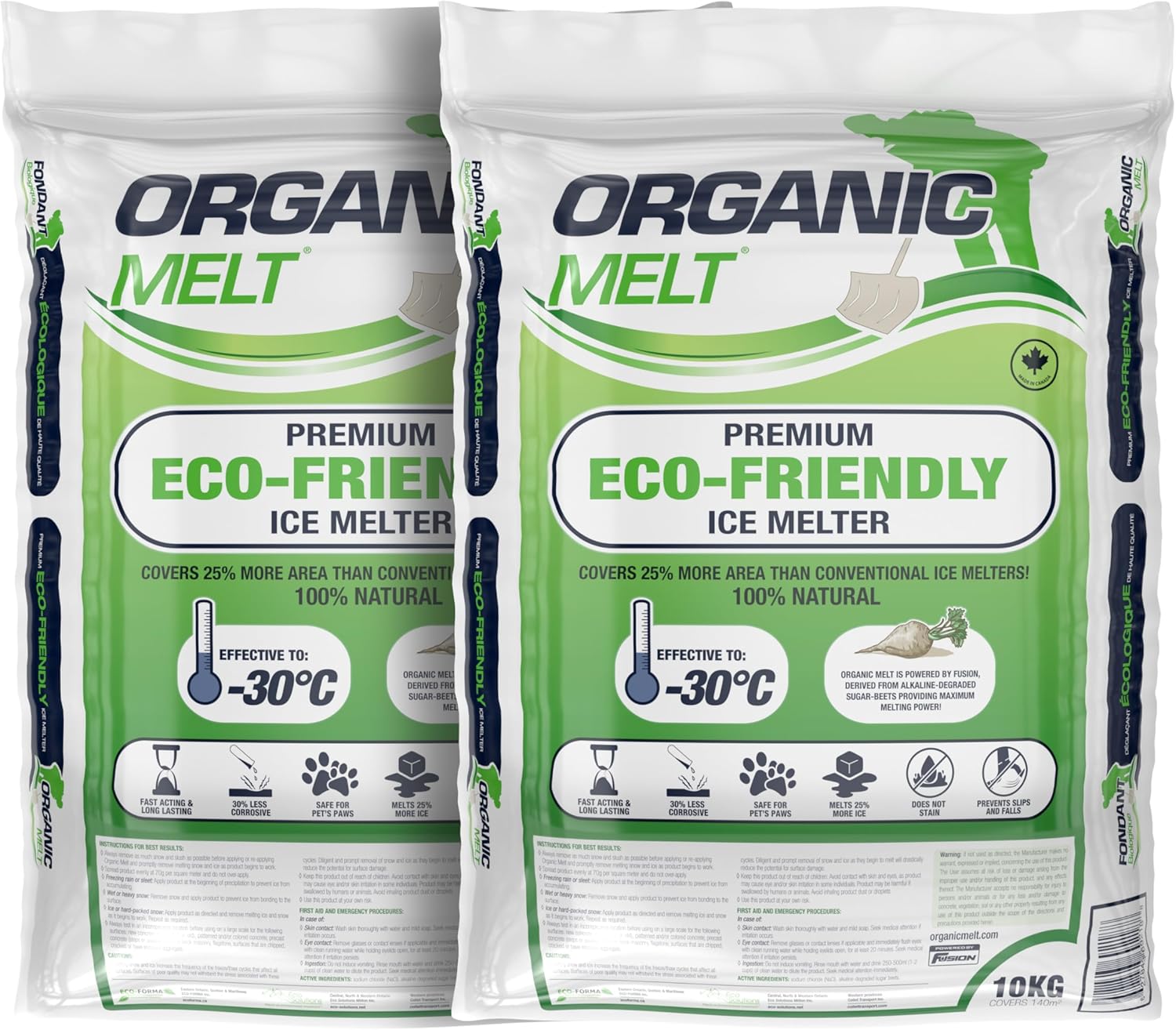 Ice Melt Safe for Concrete, Sidewalks, and Driveways – Pet-Friendly Snow Salt and Ice Melter – Organic Melt Granular De-Icing Product – Eco-Friendly, 10kg Bag (22 lbs) (2 Pack)