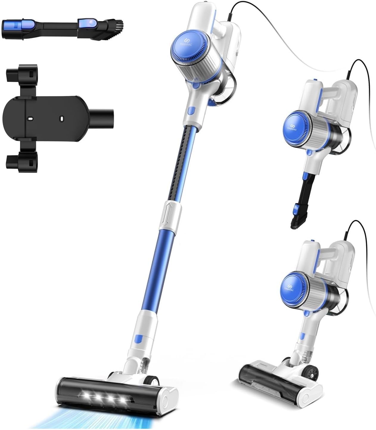 Compatible With TASVAC I7 Corded Stick Vacuum, 26Kpa 600W Powerful Suction, LED Floor Head, For Carpet Hard Floor Pet Hair Home Cleaning(Blue)