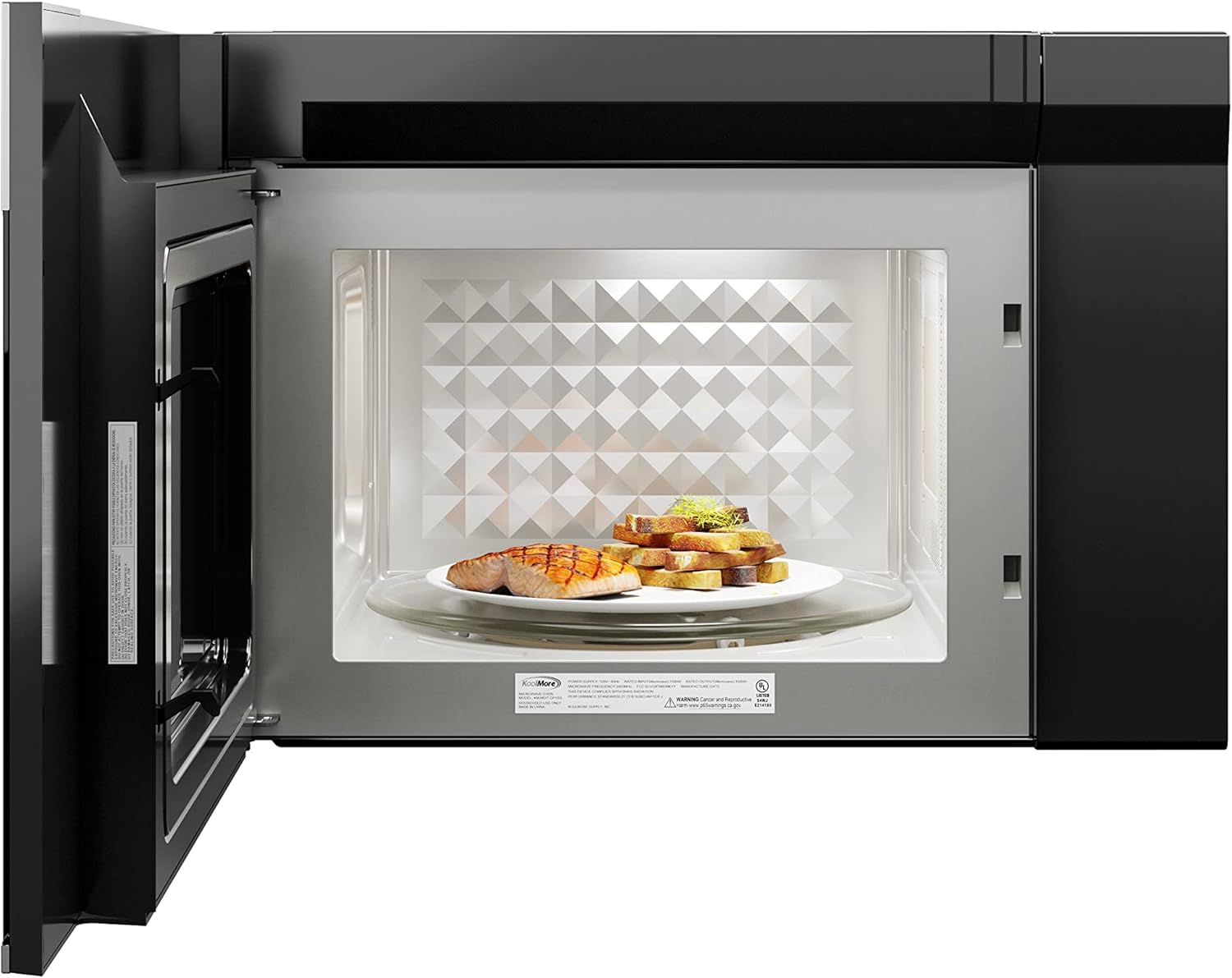 KoolMore 1.3 cu. ft. 24 inch Over The Range Stainless Steel Microwave (KM-MOT-OP1SS), 300 CFM Vent Hood Function, 1000W