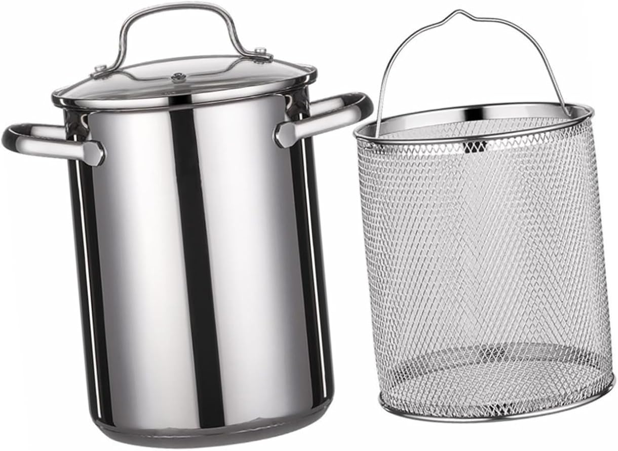 1 set Stainless Steel Deep Fryer Pot with Frying Basket Japanese Style Cooking for Tempura Fried Foods Non Stick Design for Home Restaurant Use