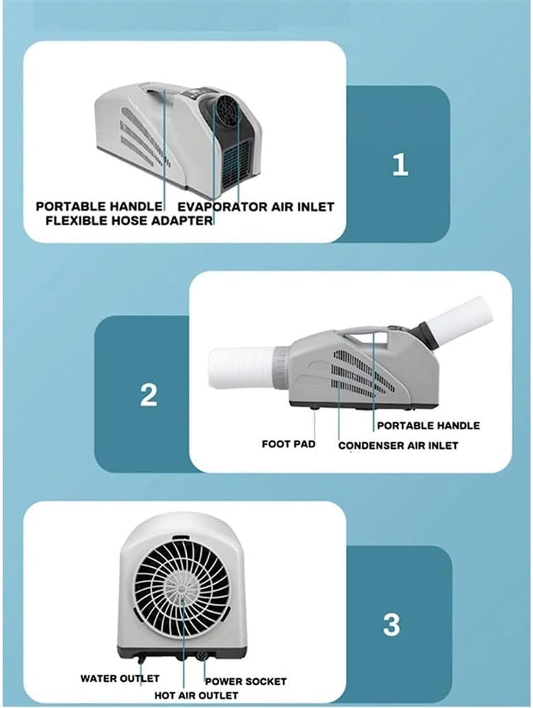 Outdoor Air Cooler Mobile 2350btu, 3 Wind Speed Low Power Consumption, Portable Air Conditioner, Mobile Tent Air Cooler 24V 650W