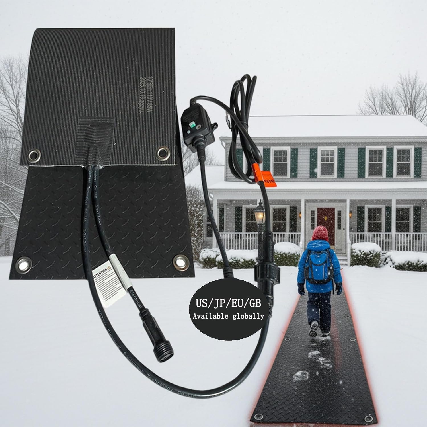 Heated Sidewalk Mats for Ice and Snow Double-Sided Anti-Slip Heating Pad for Driveways Deck, 600W/㎡ Roof Ice Melt System Snow Melting Mats Outdoor Waterproof(3Pcs,15in*20Ft(38.1 * 609.6cm))