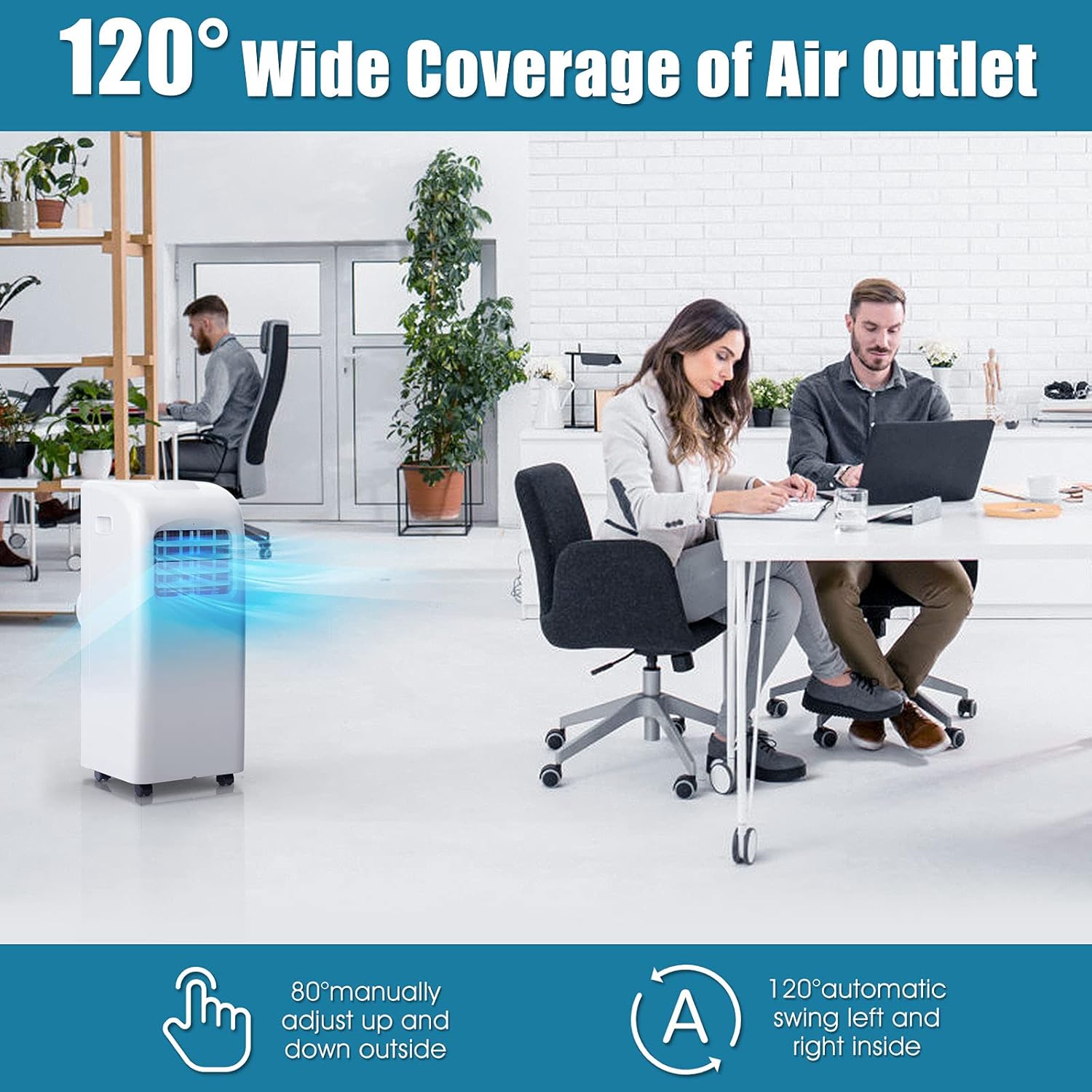 GOFLAME 8000BTU Air Conditioner Portable, Freestanding Room AC Unit with Remote Control and LED Display, Built-in Dehumidifier and Fan Mode, Cools Rooms up to 400 sq.ft