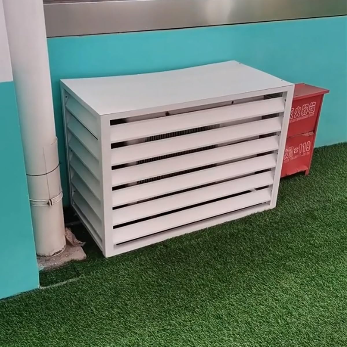 Air Conditioning Window Cover Air Conditioner Fence Screen Outdoor Privacy Ac Covers Fireproof for Outside Units Hide Air Con(Cream,110 * 80 * 60cm 43 * 31 * 24in)