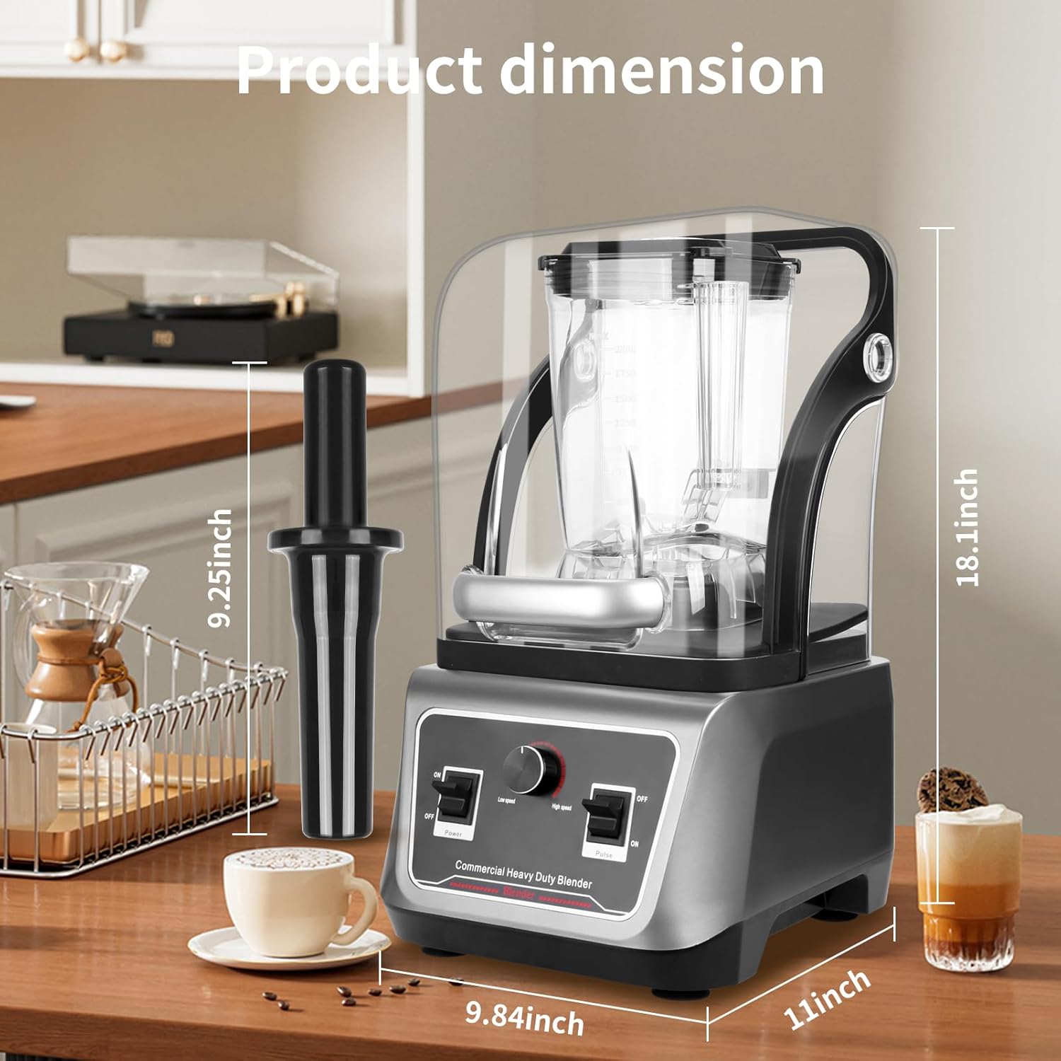 Commercial Blender with Soundproof Shield, 70 Oz Quiet Professional Blenders, Heavy Duty Blender with Strong and Quiet Professional-Grade Power, Self-Cleaning, Quiet Sound Enclosure, 2200W