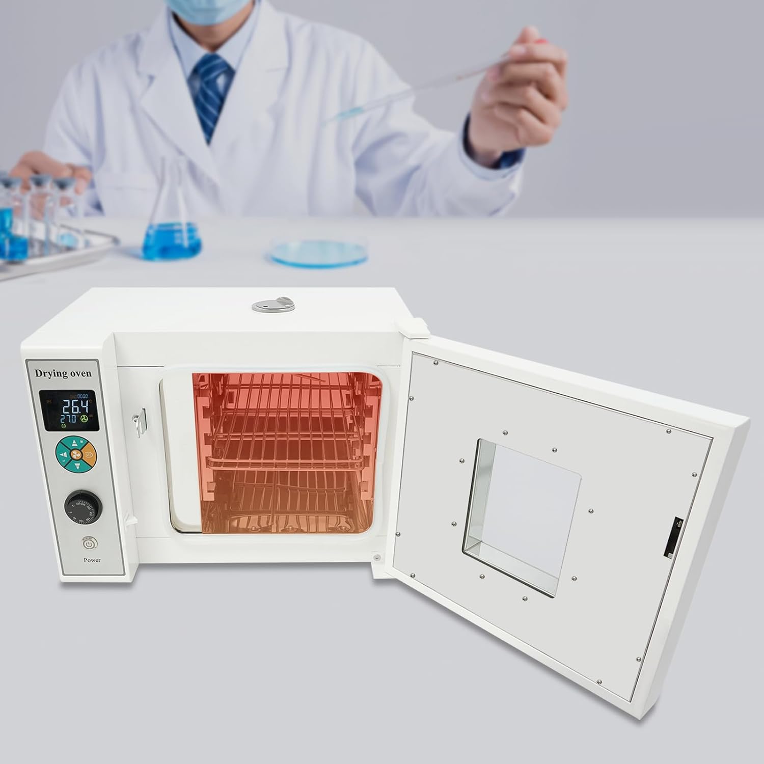 Lab Convection Oven Air Dryer Drying Oven Digital Forced Air Convection Drying Curing Box Industrial Laboratory Use Stainless Steel Electric Heating Ovens,50~572℉ (White)