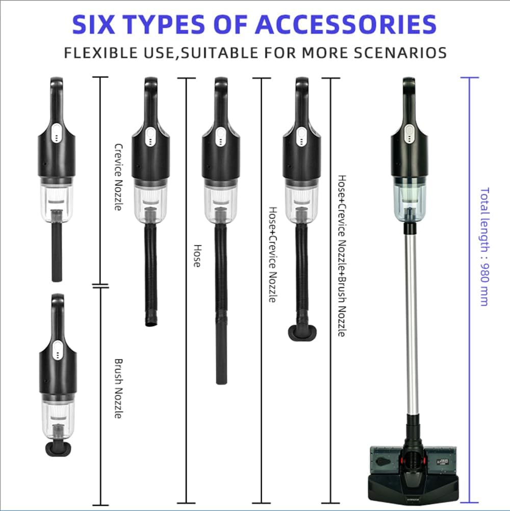 Cordless Stick Vacuum Cleaner and Mop All in One, 18000Pa Suction Cordless Wet Dry Vacuum Cleaner with Water Tank, Household Upright Vacuum Cleaner and Mop Combo for Hard Floor Pet Hairs (Black)