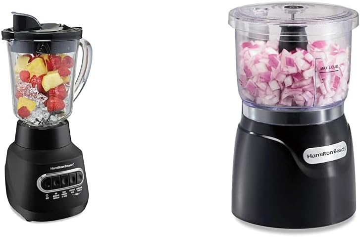 Hamilton Beach 58175 Quiet Blender for Shakes and Smoothies, Puree & Electric Vegetable Chopper & Mini Food Processor, 3-Cup, 350 Watts