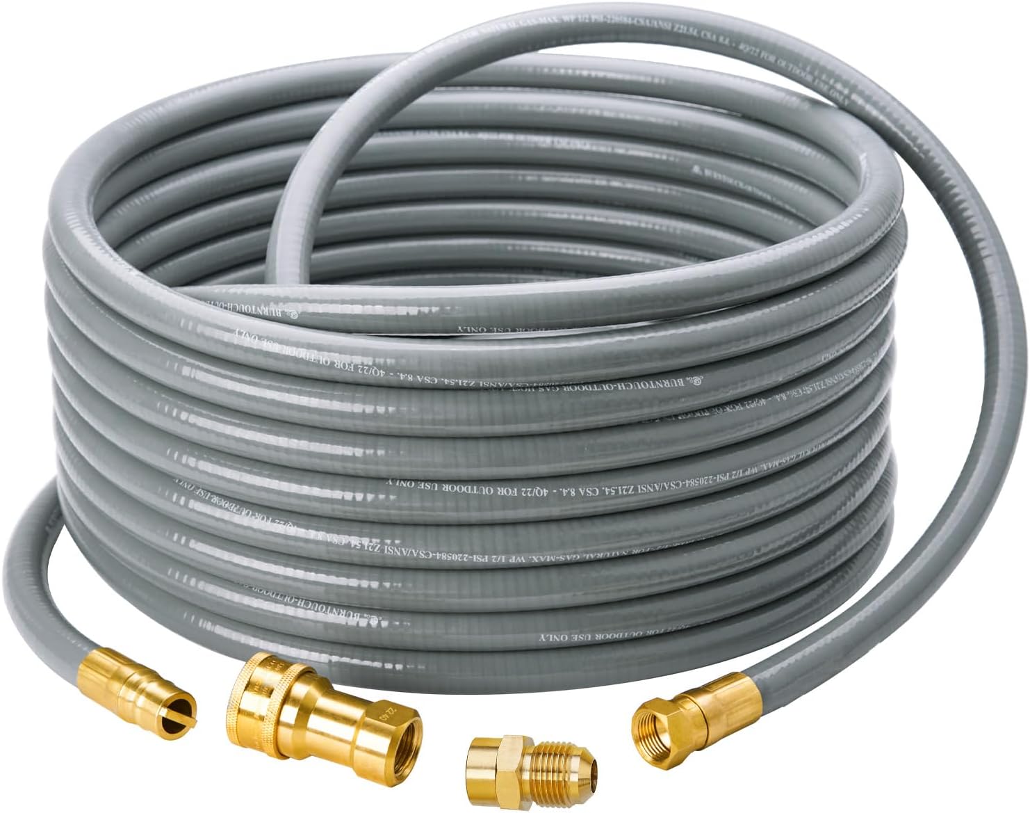 40 Feet 1/2 inch ID Natural Gas Grill Hose with Quick Connect Fittings, Natural Gas Line for Grill, Pizza Oven, Heater and More Low Pressure Appliance