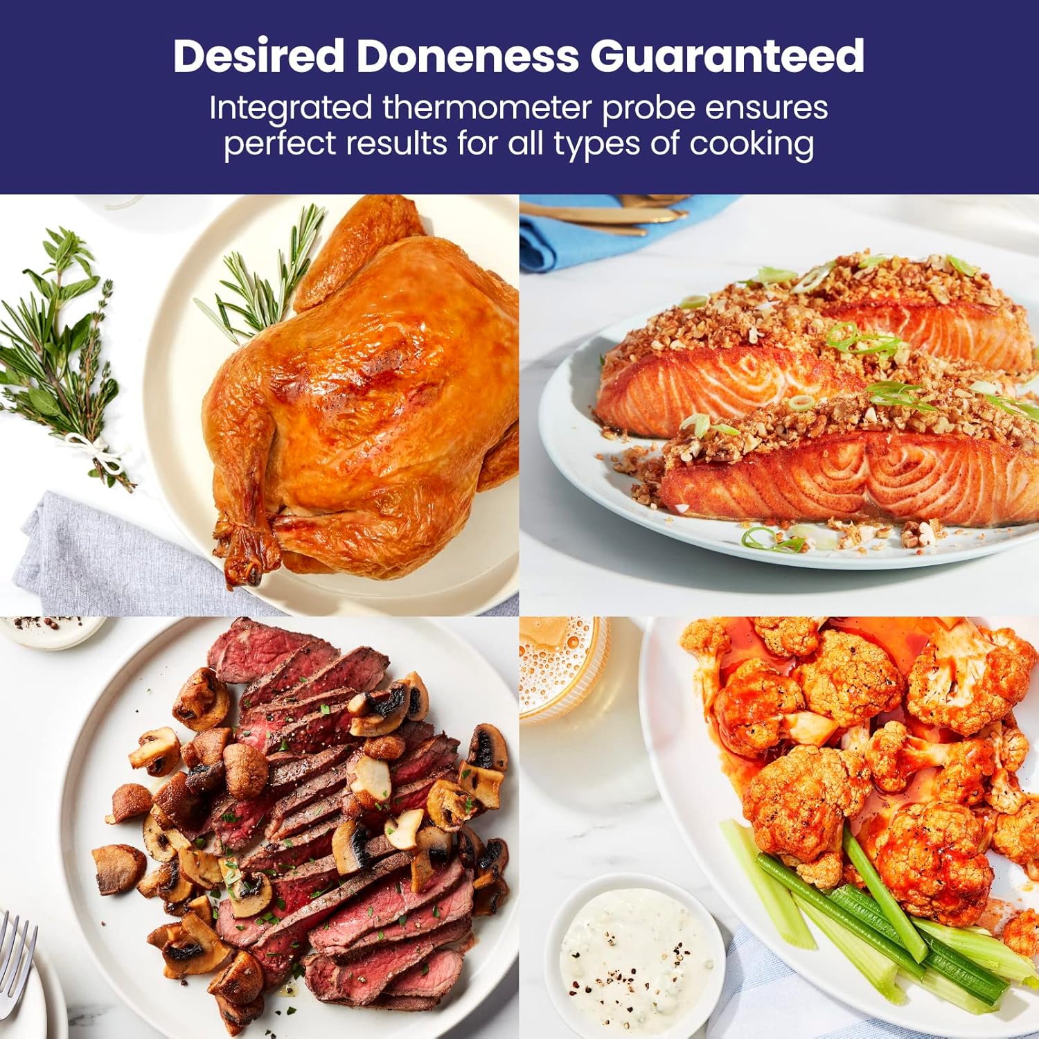 CHEFMAN 5-Quart Digital Air Fryer with Temperature Probe, 8 Customizable Cooking Presets, Large Easy-View Window, Give Your Food an Extra Crispy Finish, Nonstick Dishwasher-Safe Basket & Tray, Black