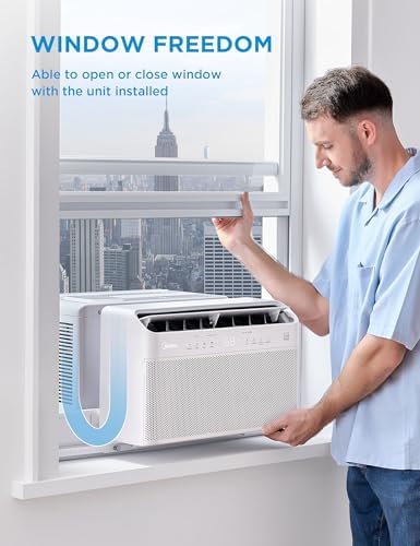 Midea 12,000 BTU U Shaped Smart Inverter Window Air Conditioner - Cools 550 Sq Ft, Ultra Quiet with Open Window Flexibility - Alexa/Google Assistant Compatible - 35% Energy Savings, Remote (Updated)