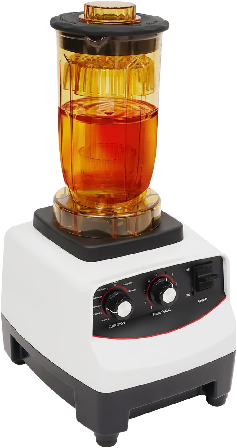 Bathrena Tea Brewing Machine & Smoothie Blender, 1200ml with 4 Cups: Smoothie, Milk Foam, Brewing & Shaker Cup for Bubble Tea, Milkshakes, Juice (110V,1800W,White)