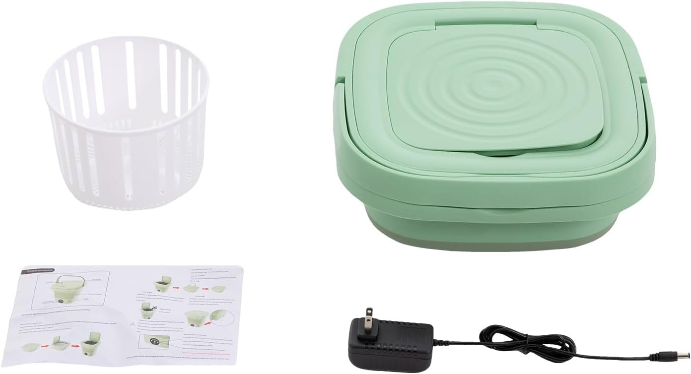 Portable Mini Washing Machine Foldable Washer with Drainage Basket 8L Small Collapsible Laundry for Travel, Home, Apartment, Hotel and Camping