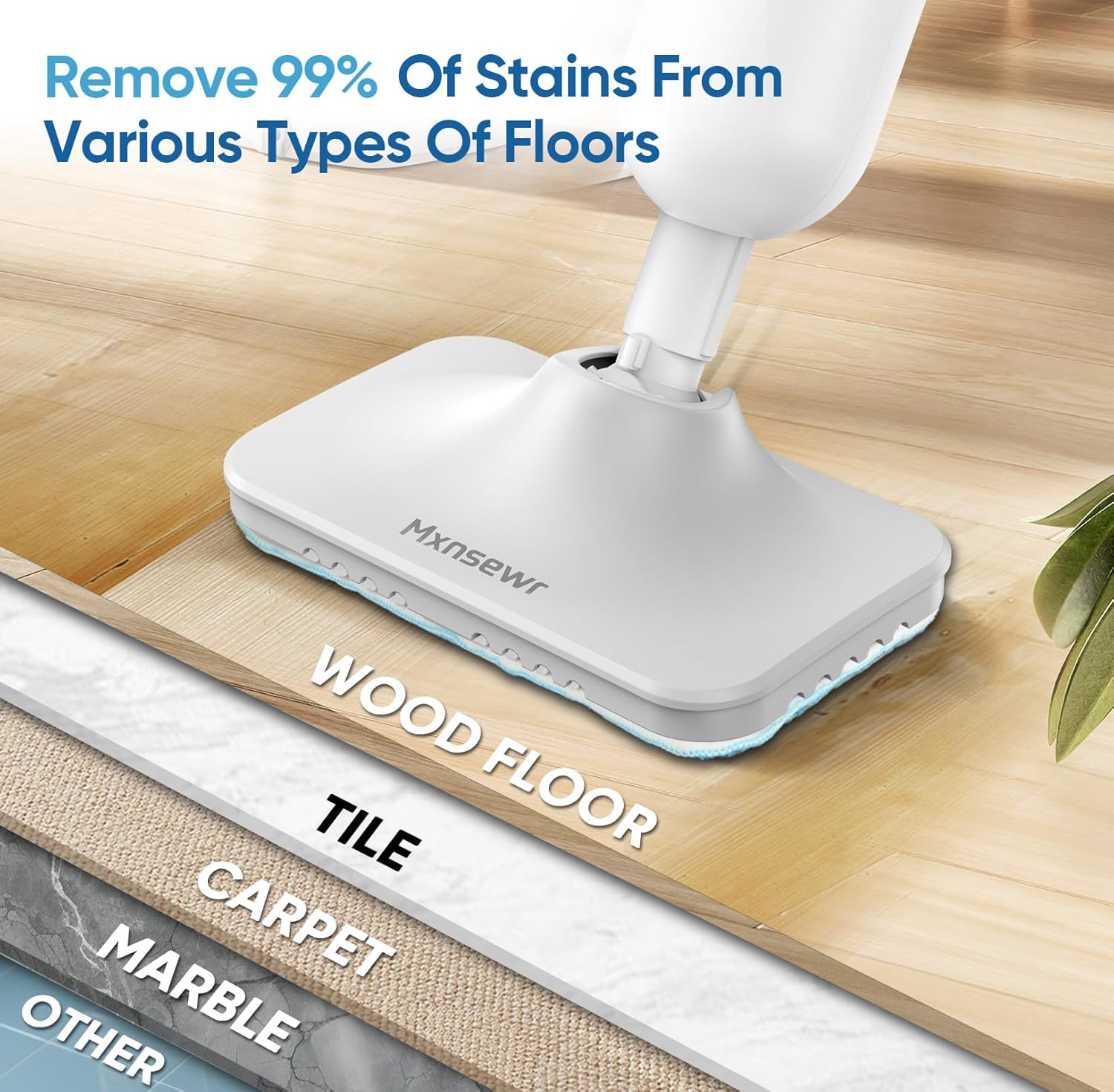 Steam Mop All-in-one Multi-Functional Powerful Steam Cleaner, Handheld Detachable Floor Steamer with 2 Steam Level, 380ML Water Tank & 23FT Power Cord for Floor Cleaning and Home Use
