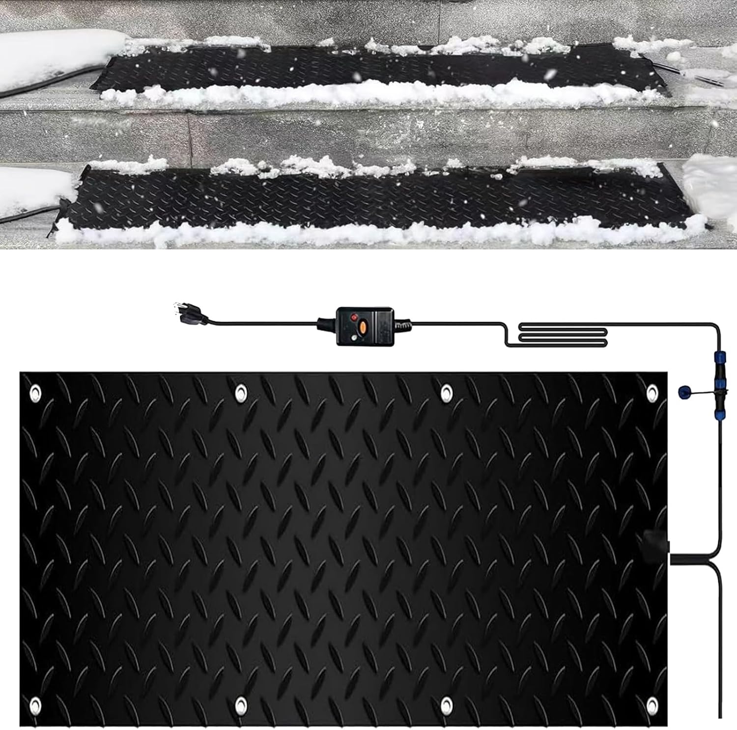 Heated Walkway Mats for Snow Removal - 10IN*30IN/ 10IN*35.4IN Advanced Winter Winter Outdoor Heating Snow Carpet Mat Reliable Snow and Ice Melting System No Slip Safety Heated Mats(1 Pcs,10in*35.4in/2