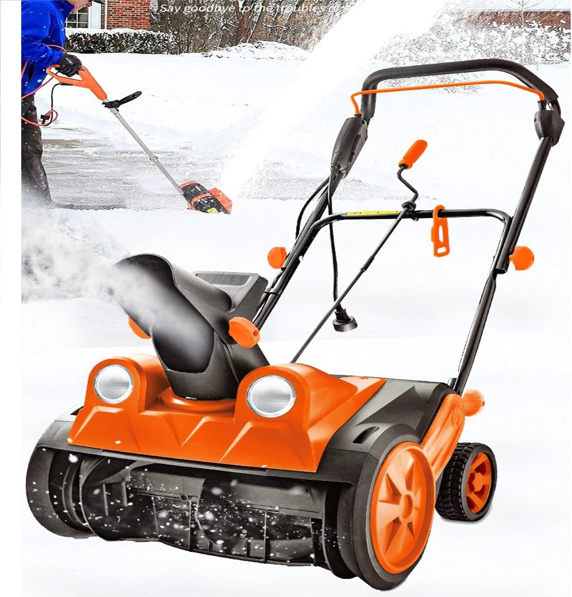 Corded Snow Blower, 32/65/98FT Power Cord, 2200W High Power Motor 18