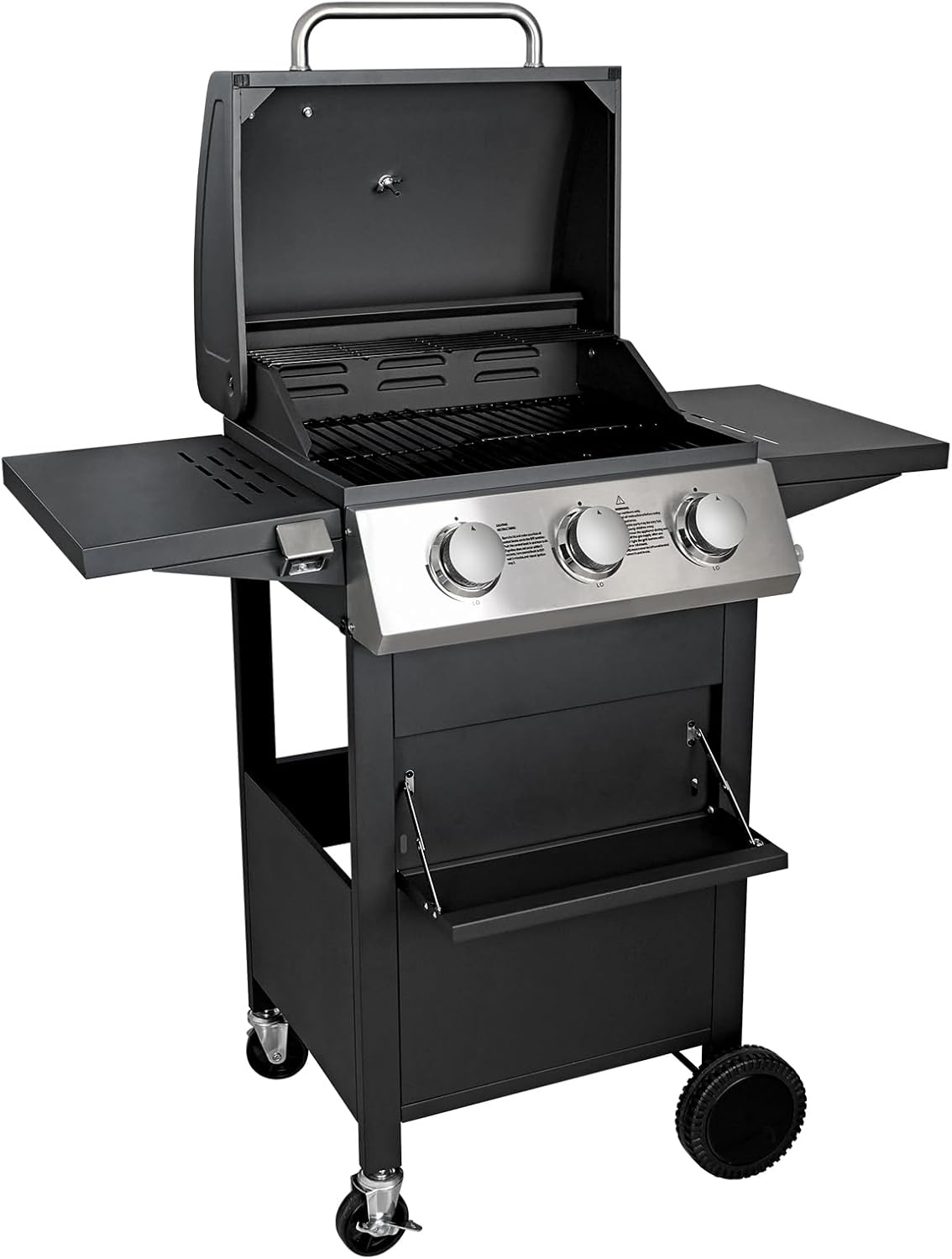 3 Burner Gas Grill, 30000 BTU Propane BBQ Grill for Summer Cook/Camp/Gift, Stainless Steel Barbecue Grill for Patio/Deck/Backyard