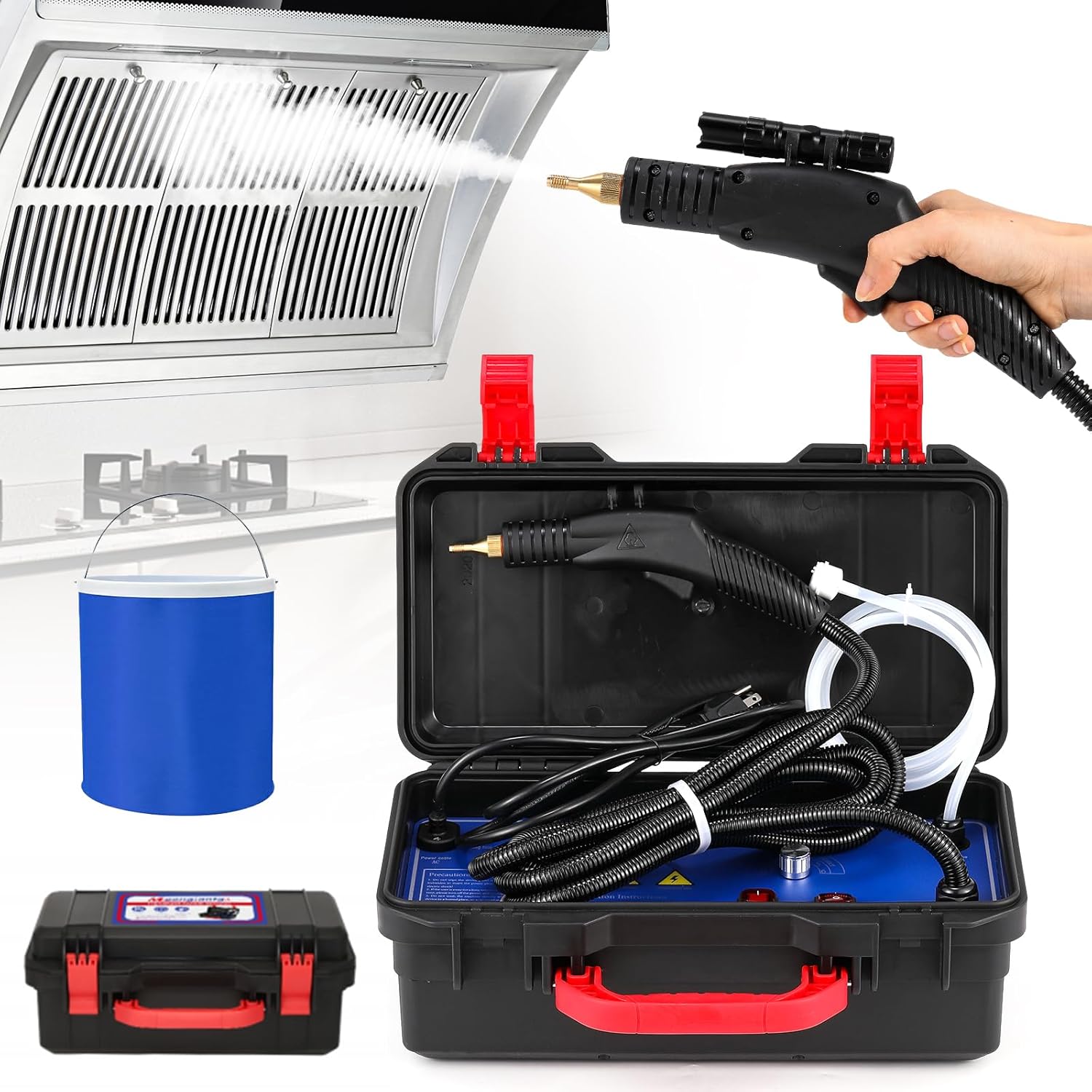 Moongiantgo Handheld Steam Cleaner, 1700W High Pressure Steamer for Cleaning, Chemical-Free Cleaning Machine for Home Use Bathroom Grout Tile Kitchen Grease Floor Gaps Auto Car Detailing (A)