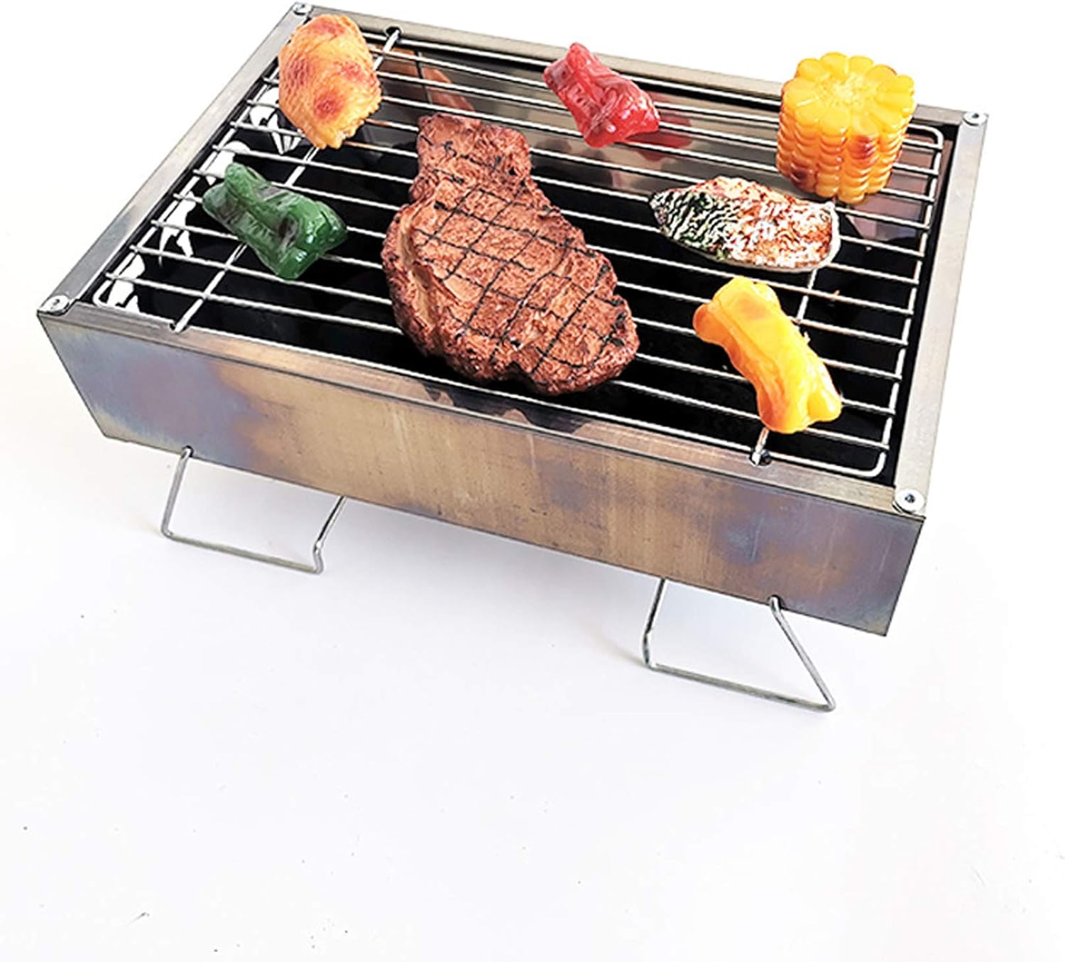 Portable BBQ Grill Camping, Mini Charcoal Grills, Small Outdoor BBQ Grill, Folding Grill Cooking Tools, Stainless Steel Portable Grill for Tabletop Camping Grill