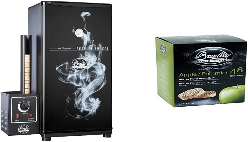 Bradley Smoker BS611 Electric Smoker and Apple Special Blend Bisquettes (48 Pack)